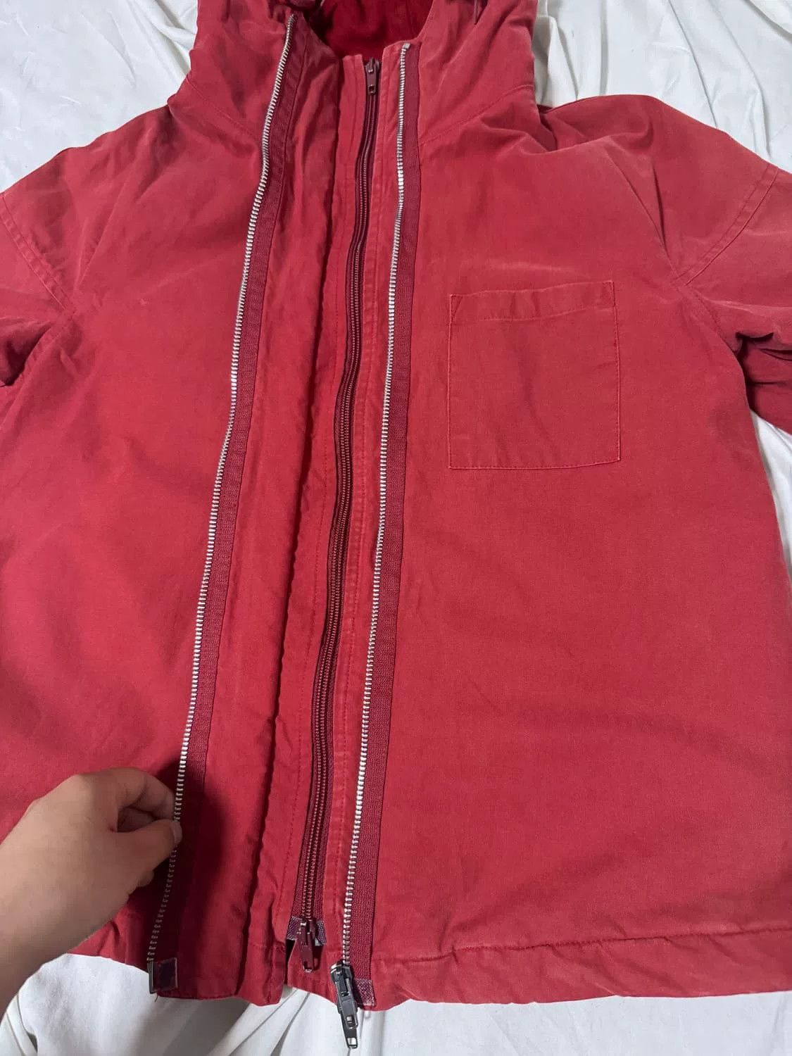 Helmut Lang Helmut Lang Red Hooded Workwear Jacket Size US M / EU 48-50 / 2 - 3 Thumbnail