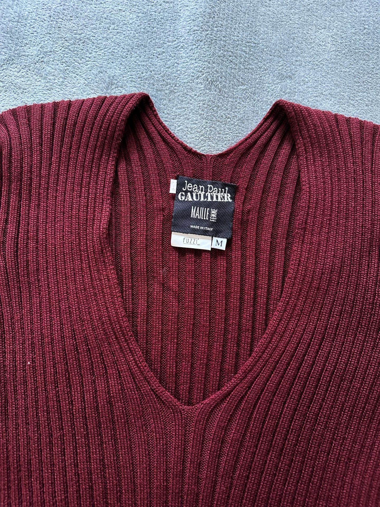 Jean Paul Gaultier Jean Paul Gaultier V-Neck Ribbed Knit Top Size M / US 6-8 / IT 42-44 - 4 Thumbnail