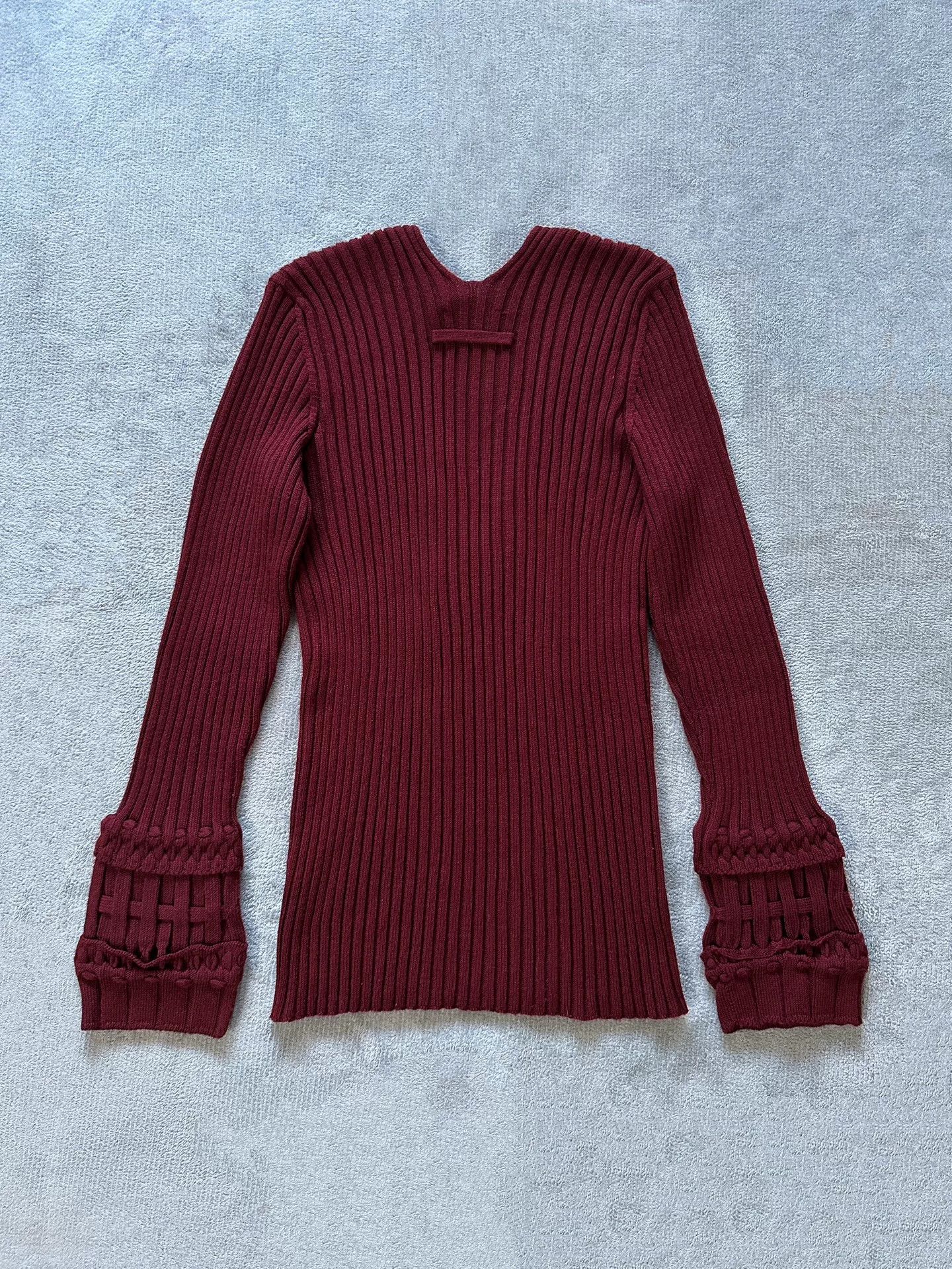 Jean Paul Gaultier Jean Paul Gaultier V-Neck Ribbed Knit Top Size M / US 6-8 / IT 42-44 - 3 Thumbnail