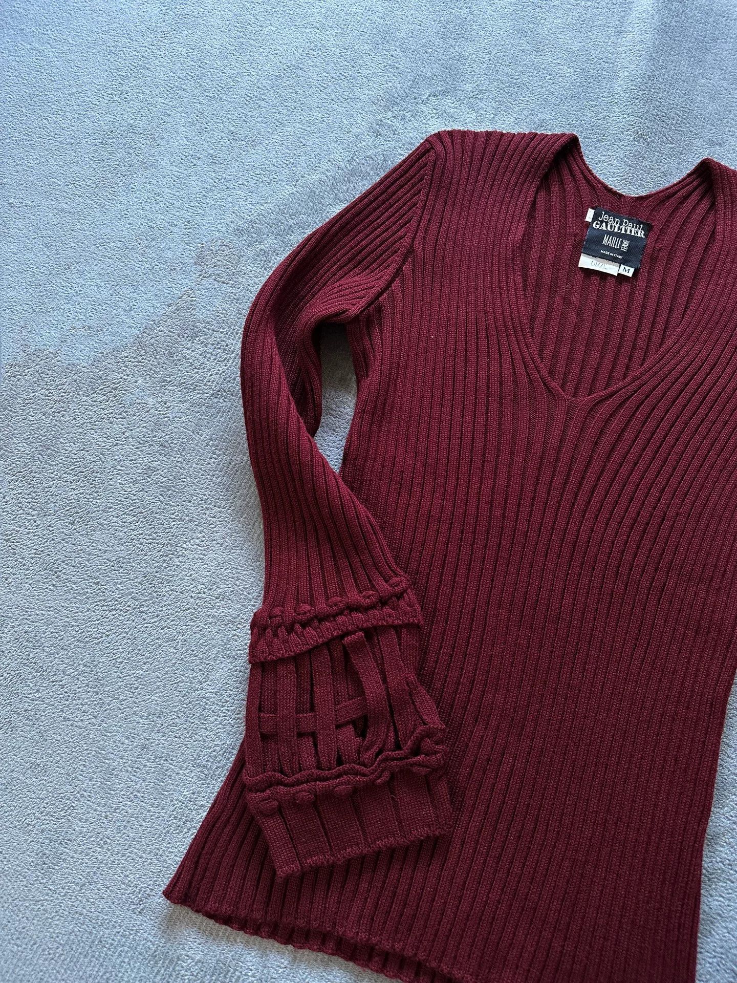 Jean Paul Gaultier Jean Paul Gaultier V-Neck Ribbed Knit Top Size M / US 6-8 / IT 42-44 - 2 Thumbnail