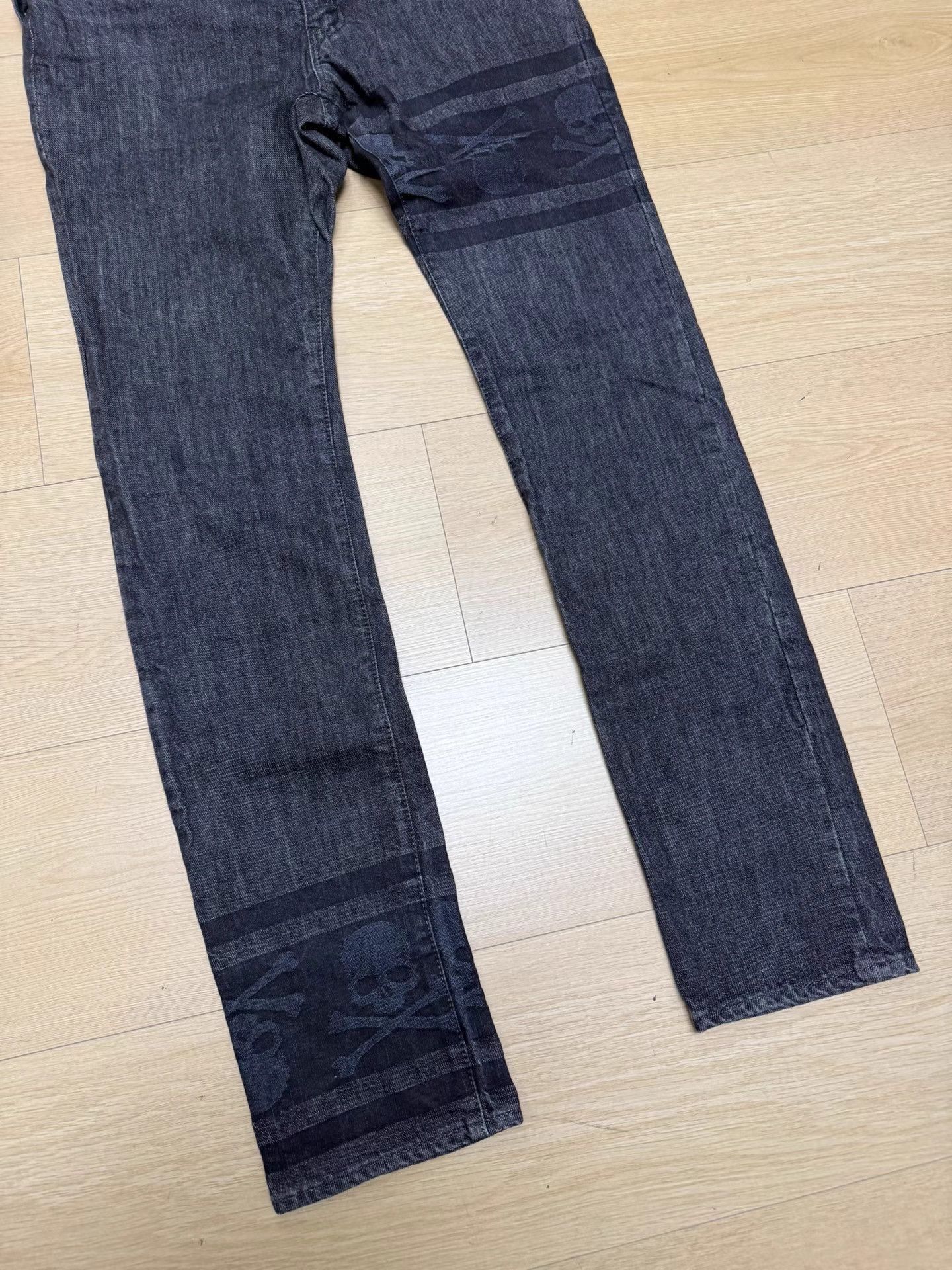Mastermind Japan Gray Denim Jeans with Skull and Crossbones Design Size US 30 / EU 46 - 4 Thumbnail