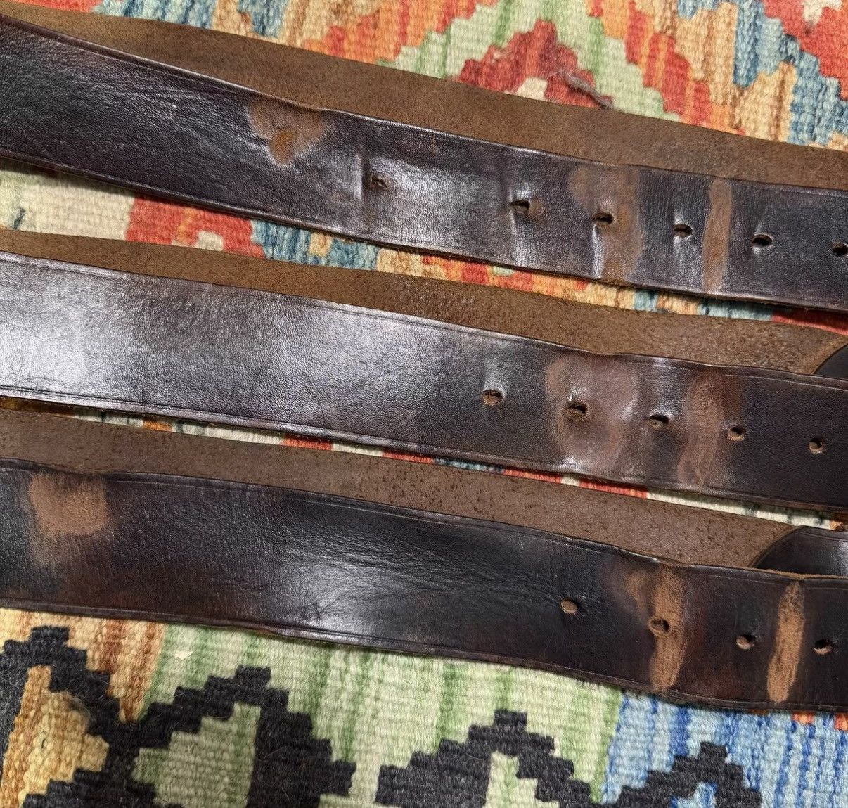 RRL Ralph Lauren Brown Leather Belt with Brass Buckle Size ONE SIZE - 3 Thumbnail