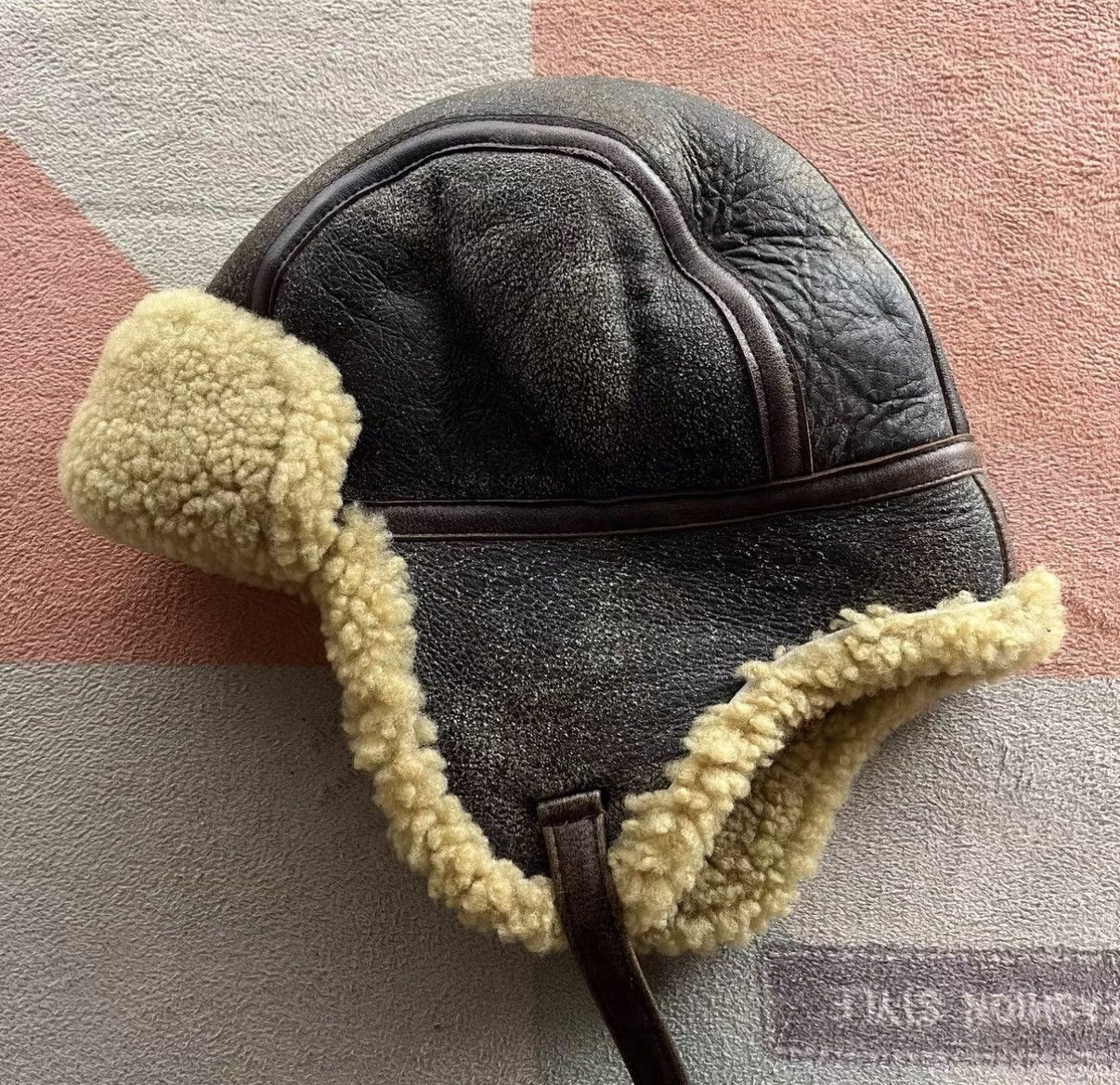 RRL Ralph Lauren Brown Shearling-Lined Leather Aviator Hat Size ONE SIZE - 2 Thumbnail