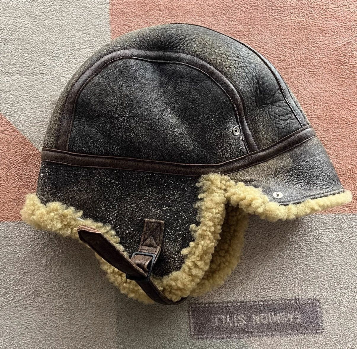 RRL Ralph Lauren Brown Shearling-Lined Leather Aviator Hat Size ONE SIZE - 3 Thumbnail