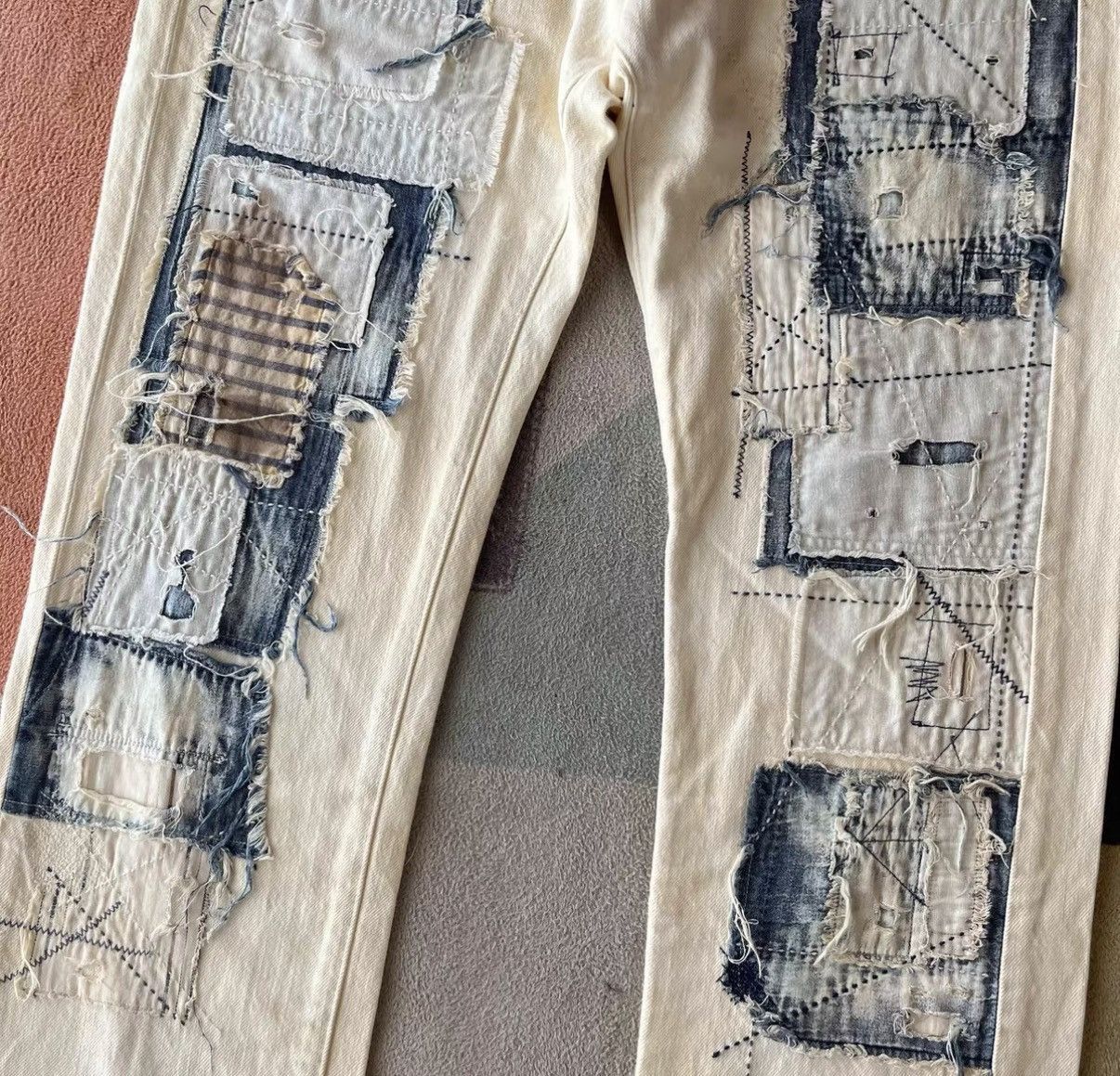 Denim & Supply Ralph Lauren White Denim Jeans with Patchwork Details Size US 30 / EU 46 - 3 Thumbnail