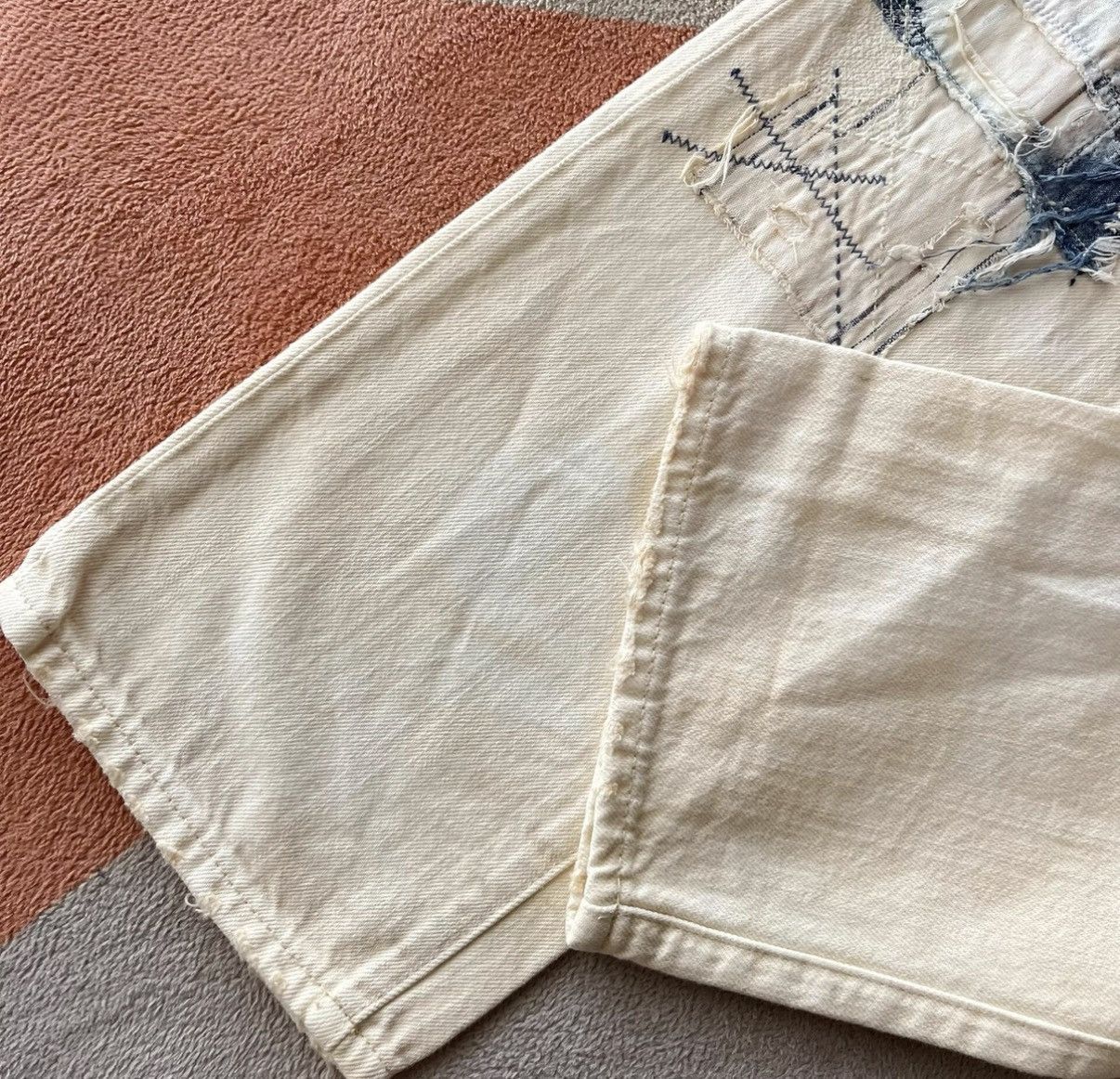 Denim & Supply Ralph Lauren White Denim Jeans with Patchwork Details Size US 30 / EU 46 - 9 Thumbnail