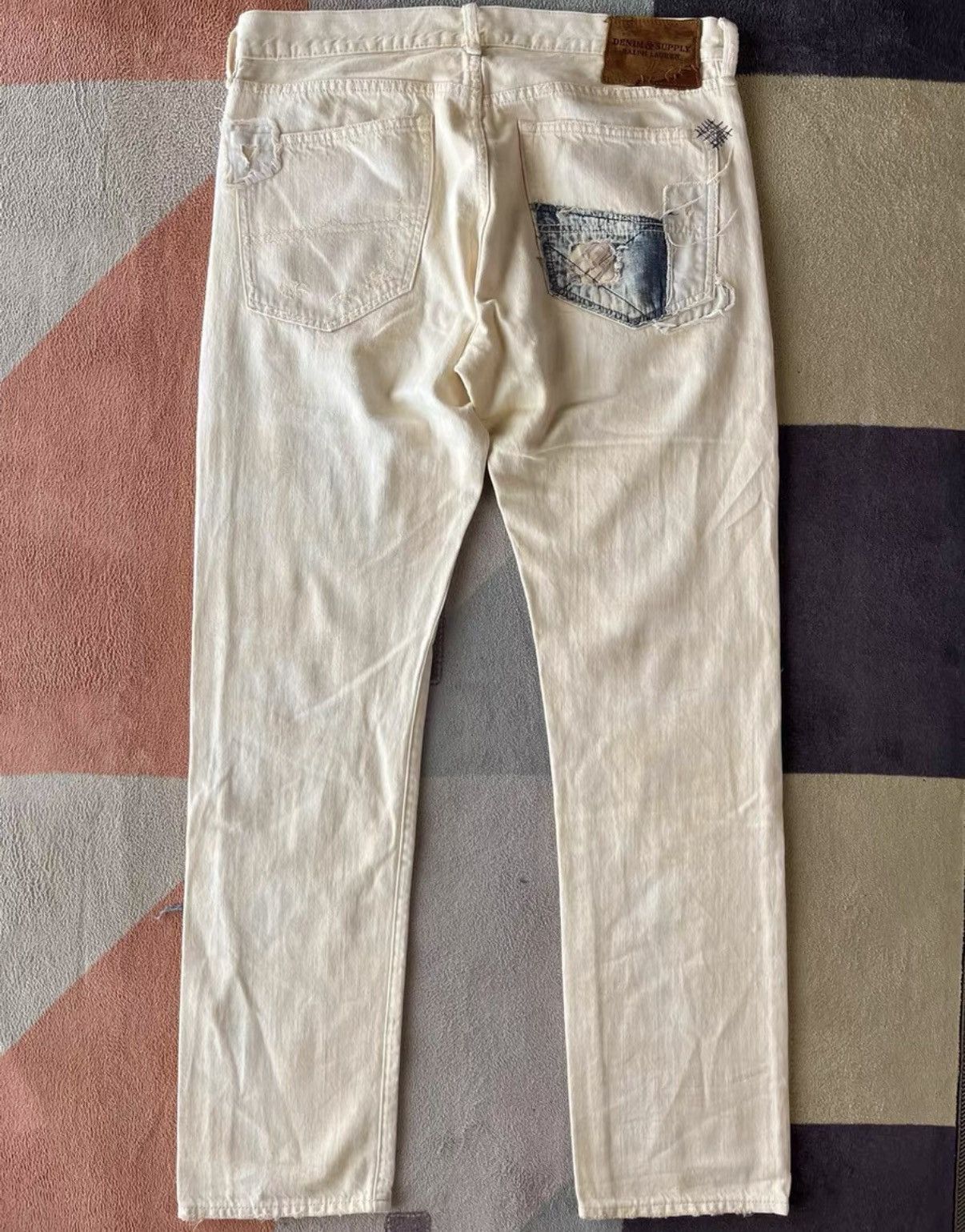 Denim & Supply Ralph Lauren White Denim Jeans with Patchwork Details Size US 30 / EU 46 - 7 Thumbnail