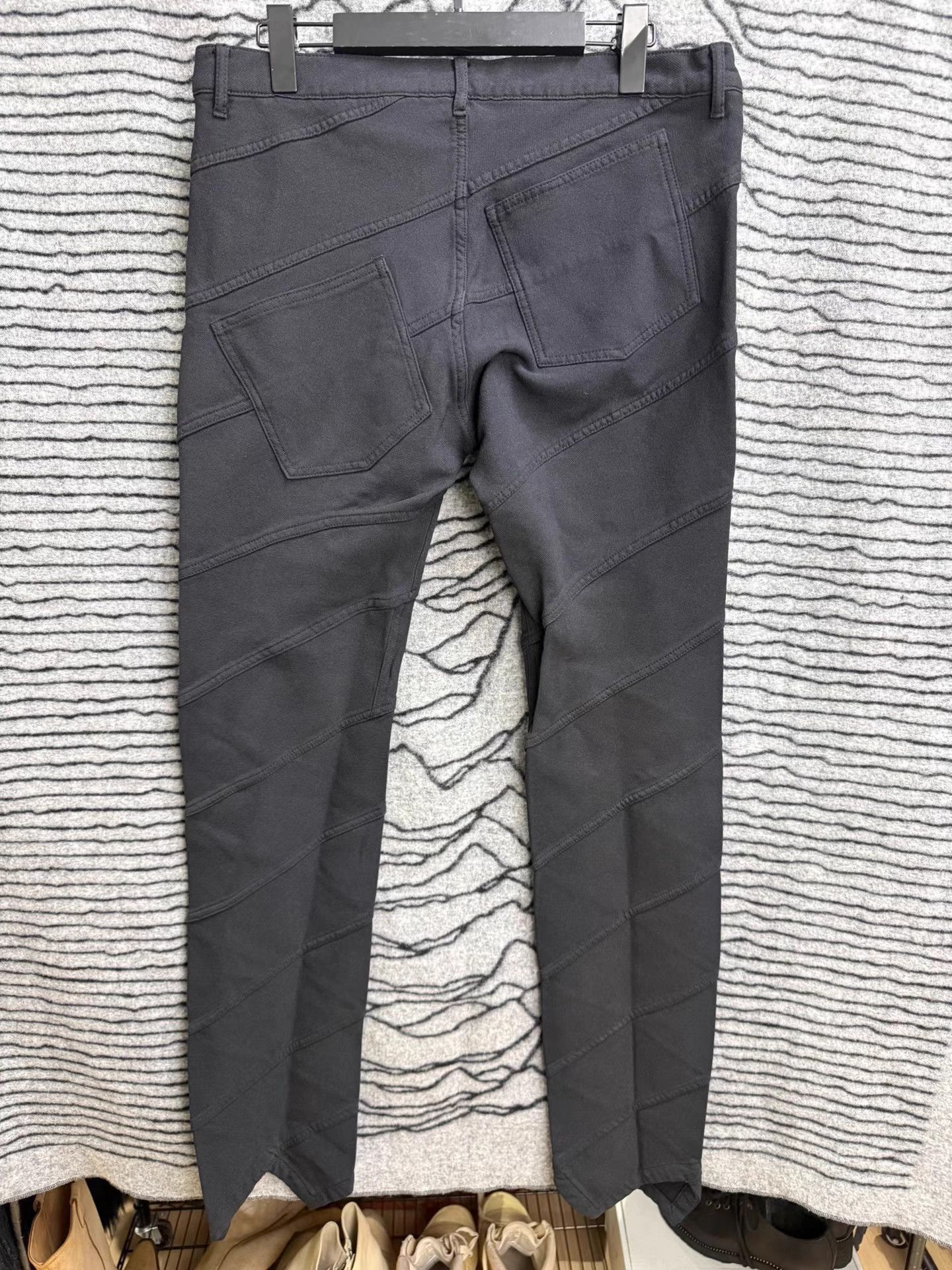Comme des Garcons Homme Plus Gray Casual Pants with Diagonal Stitch Details Size US 32 / EU 48 - 5 Thumbnail