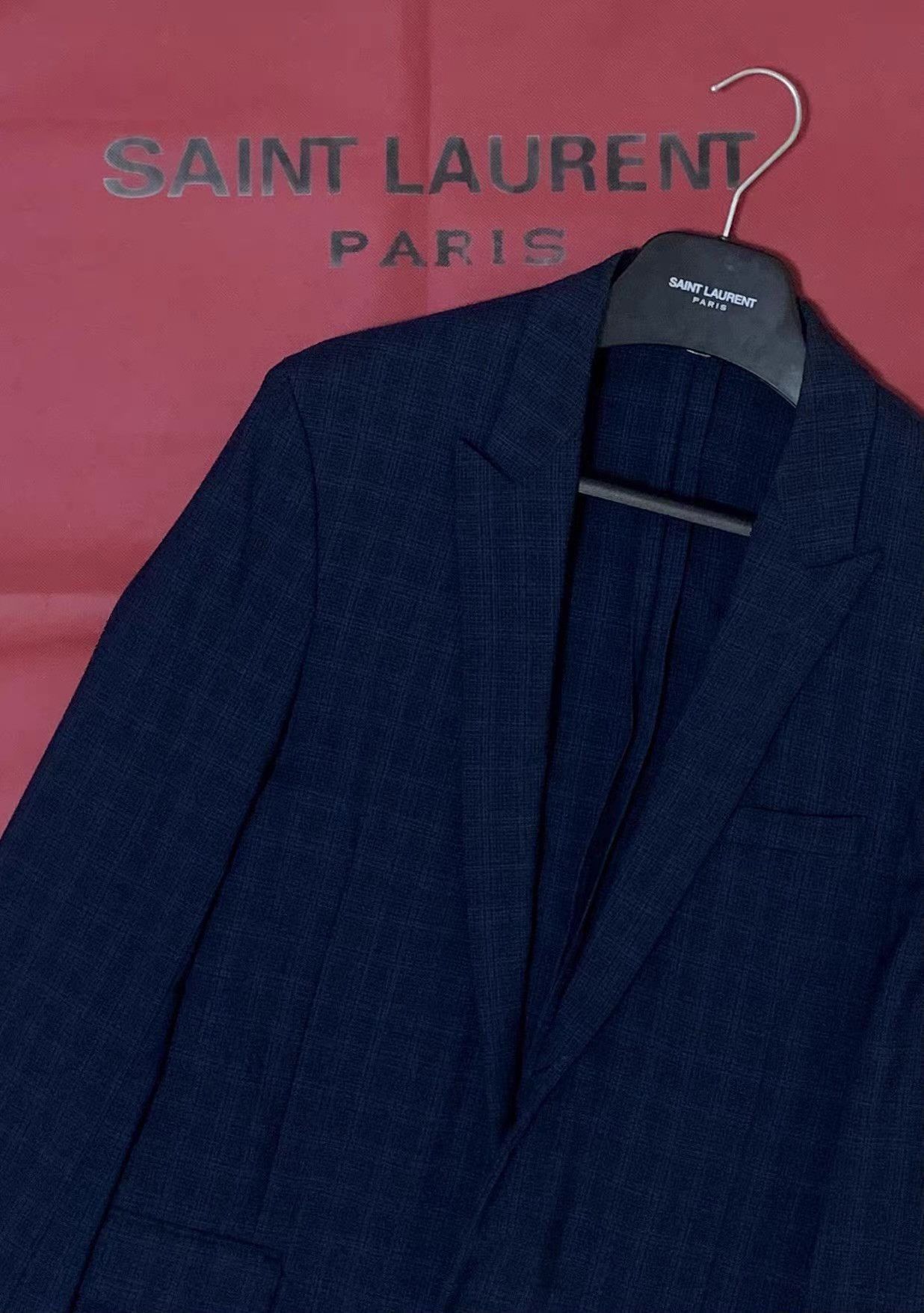 Saint Laurent Paris Blue Plaid Single-Breasted Blazer Size US M / EU 48-50 / 2 - 2 Thumbnail
