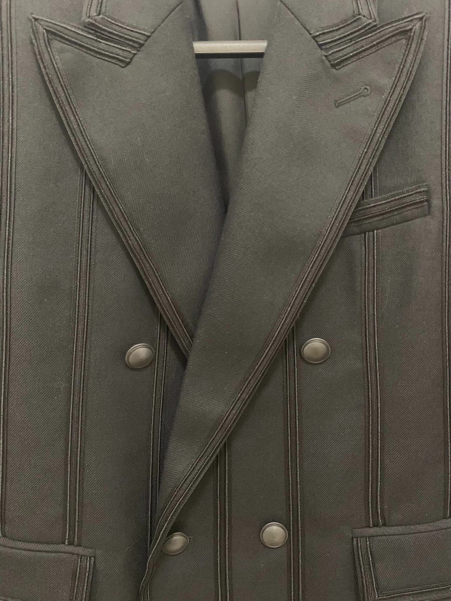 Saint Laurent Paris Double-Breasted Black Pinstripe Blazer Size US M / EU 48-50 / 2 - 3 Thumbnail