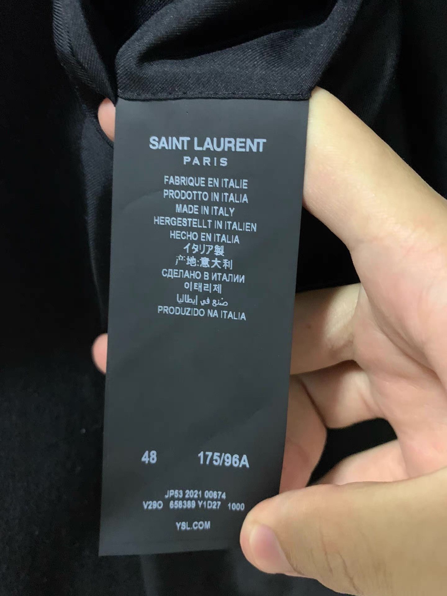Saint Laurent Paris Black Blazer with Leather Collar Size US M / EU 48-50 / 2 - 3 Thumbnail