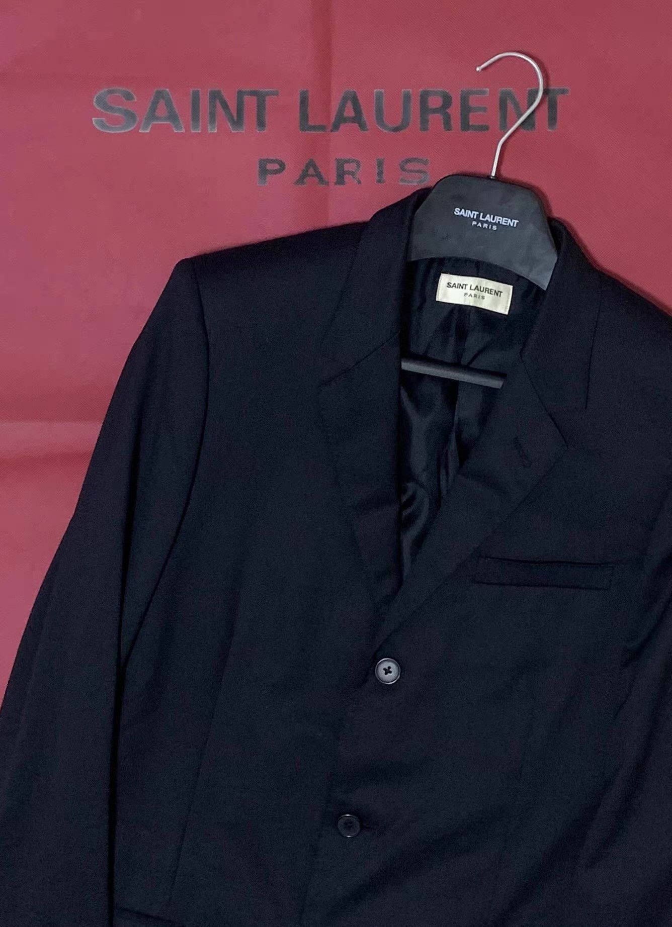 Saint Laurent Paris Black Single-Breasted Blazer with Notched Lapel Size US M / EU 48-50 / 2 - 3 Thumbnail