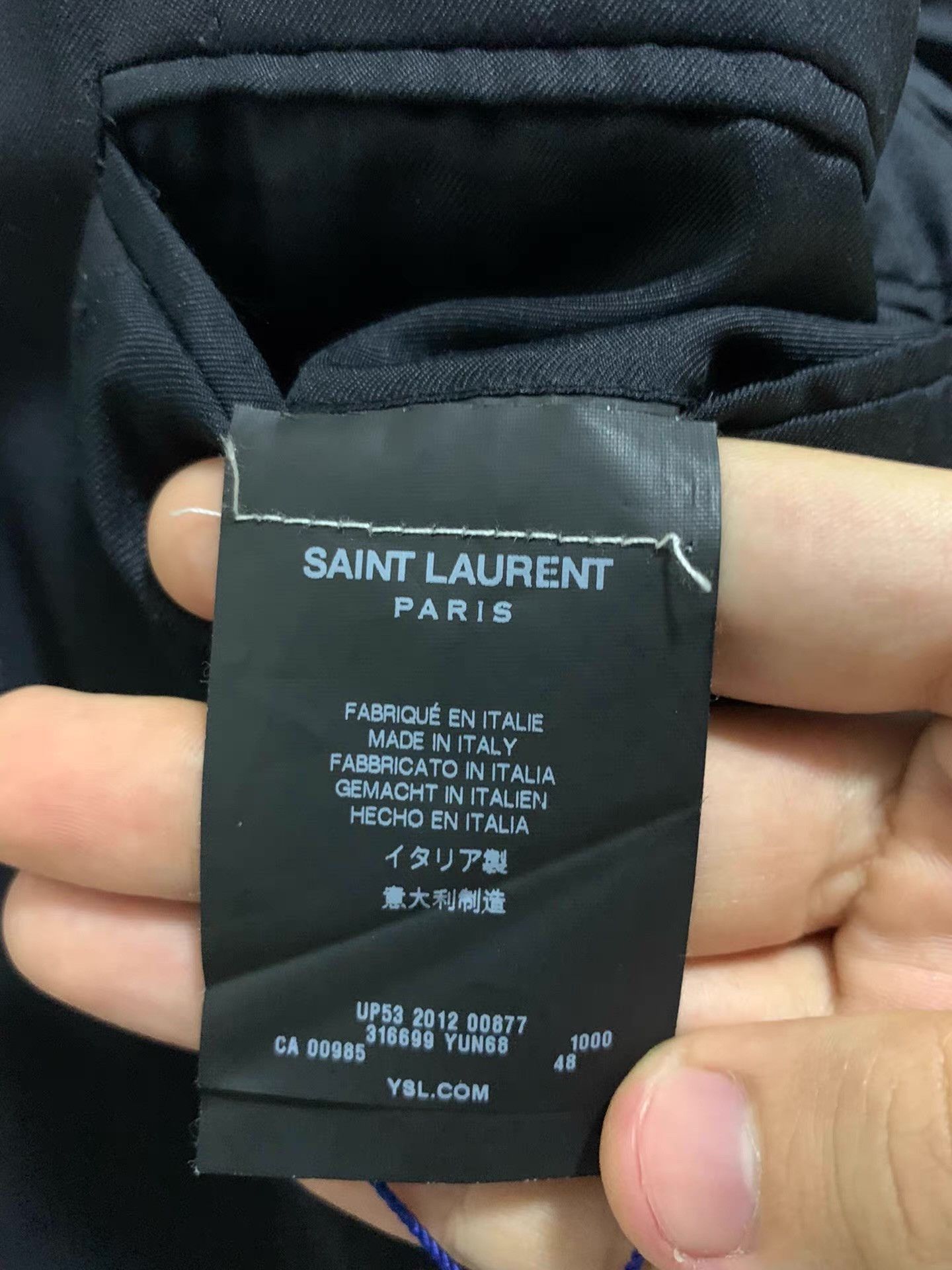 Saint Laurent Paris Black Single-Breasted Blazer with Notched Lapel Size US M / EU 48-50 / 2 - 6 Thumbnail