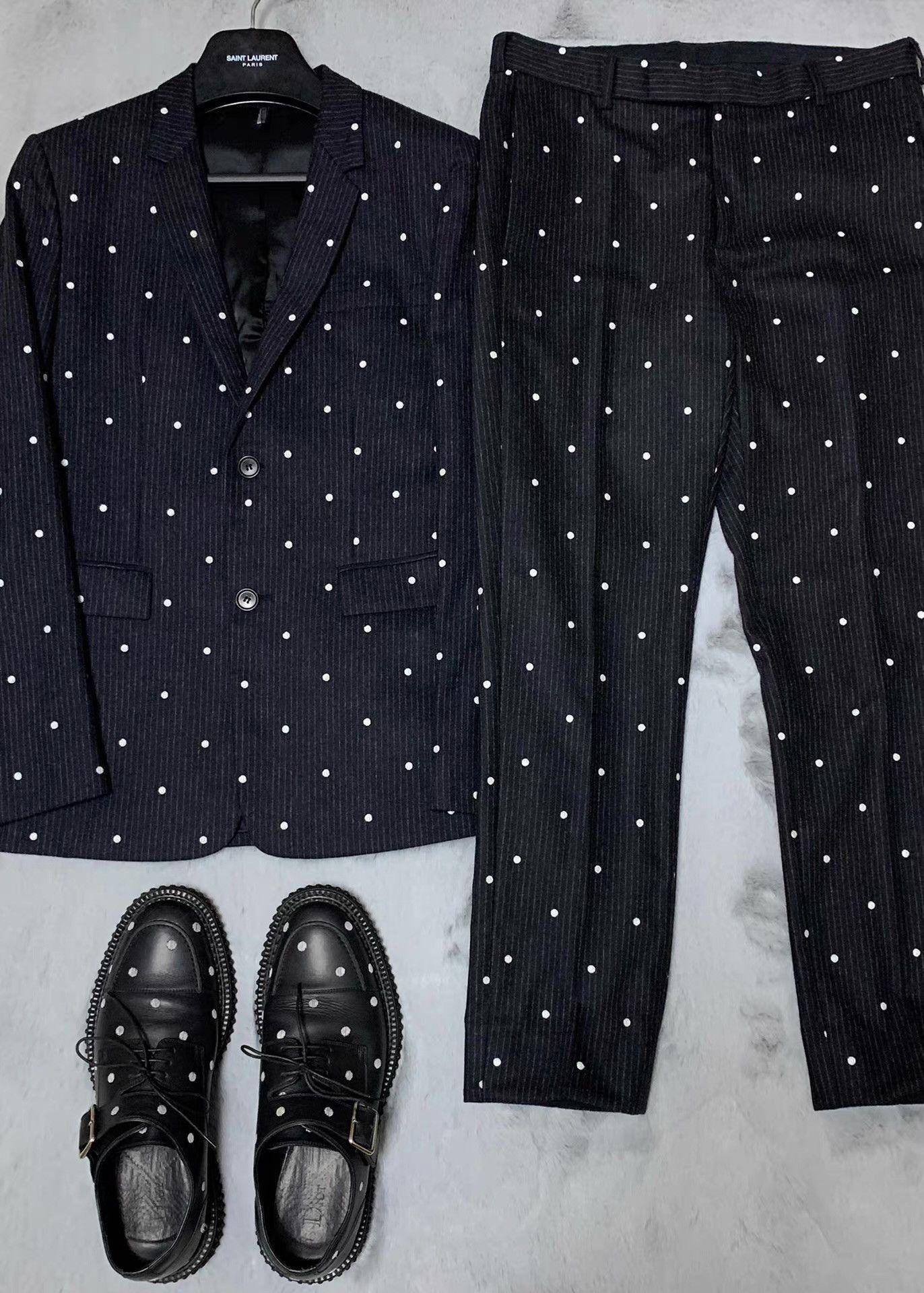 Dior Blue Polka Dot and Stripe Pattern Blazer Size US M / EU 48-50 / 2 - 3 Thumbnail