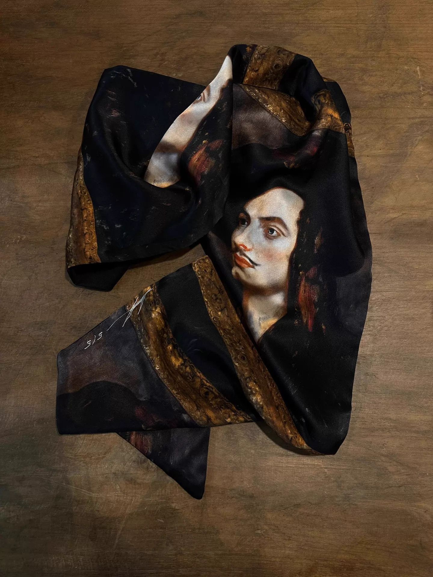 Geoffrey B. Small Black Printed Scarf with Portrait Design Size ONE SIZE - 5 Thumbnail