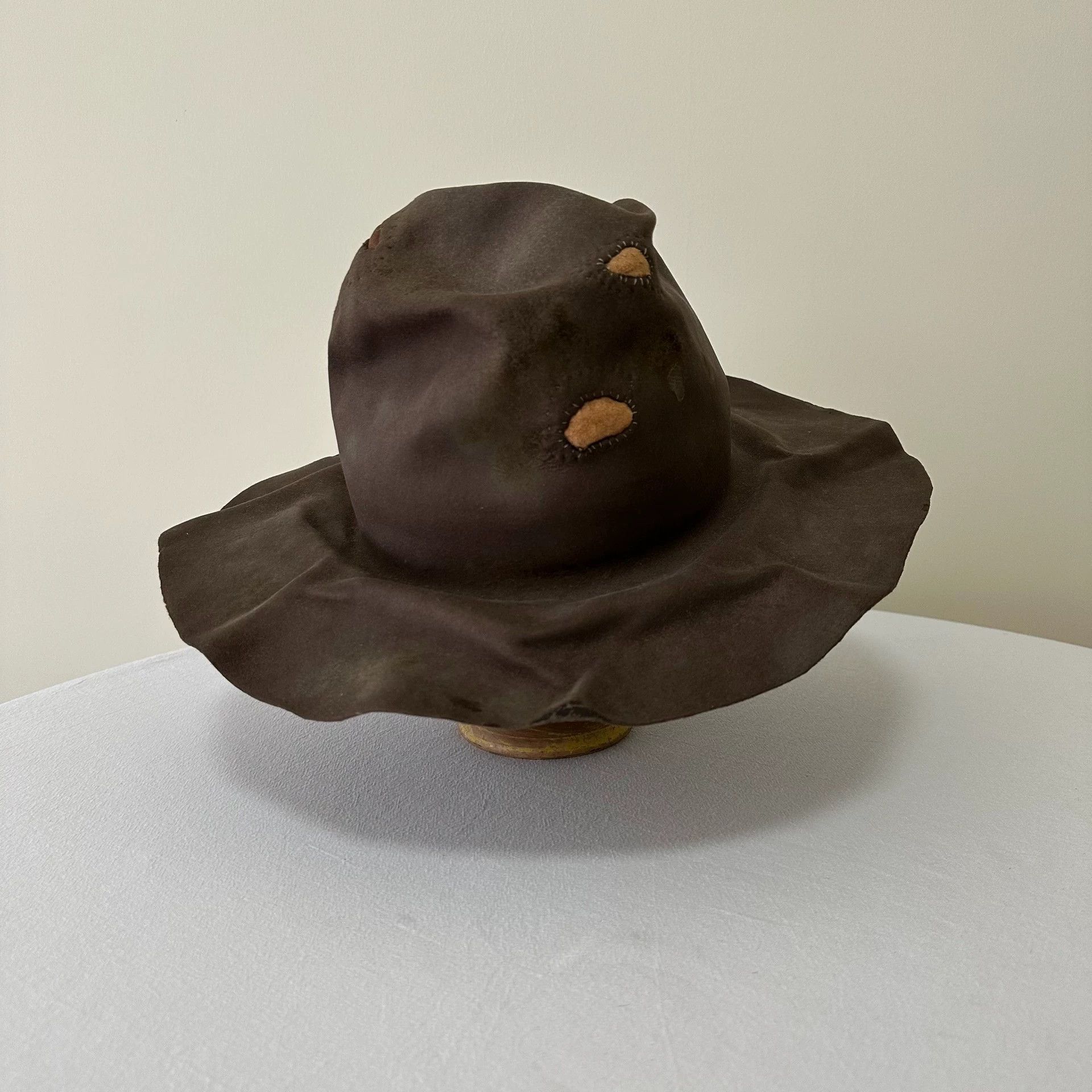 Horisaki Brown Wide-Brim Hat with Decorative Patches Size ONE SIZE - 5 Thumbnail