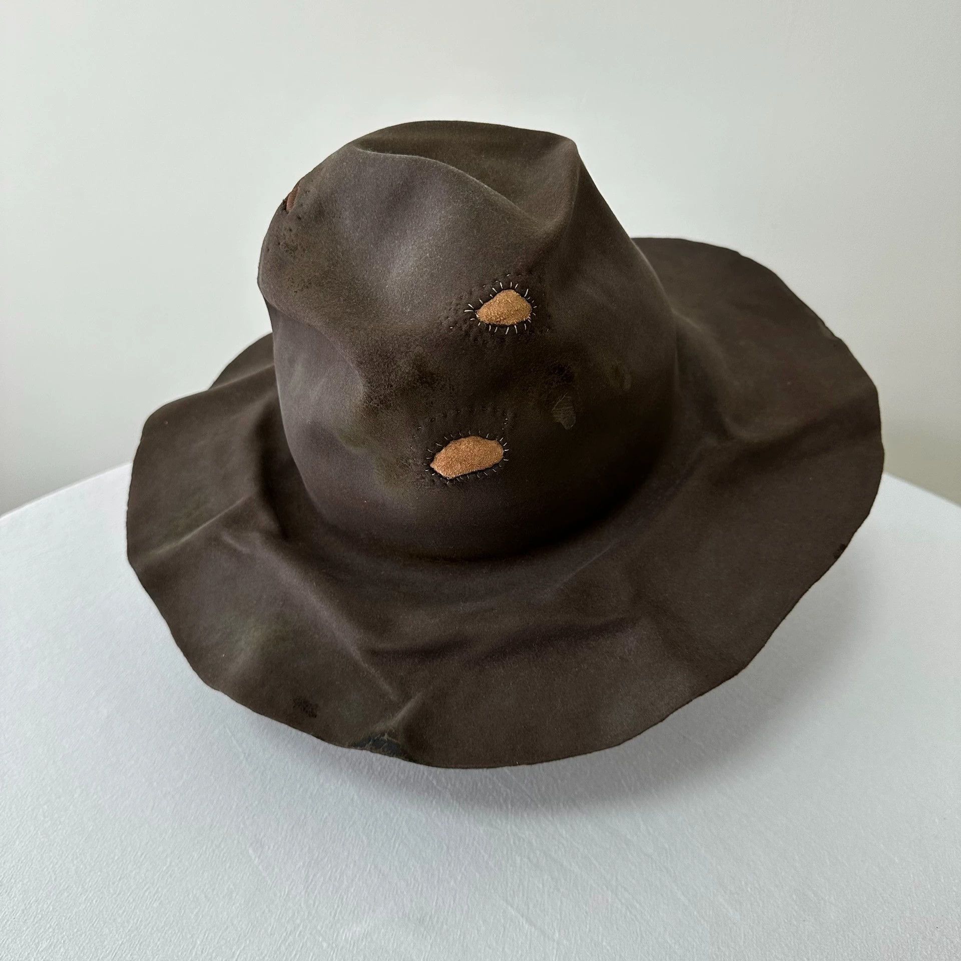 Horisaki Brown Wide-Brim Hat with Decorative Patches Size ONE SIZE - 6 Thumbnail