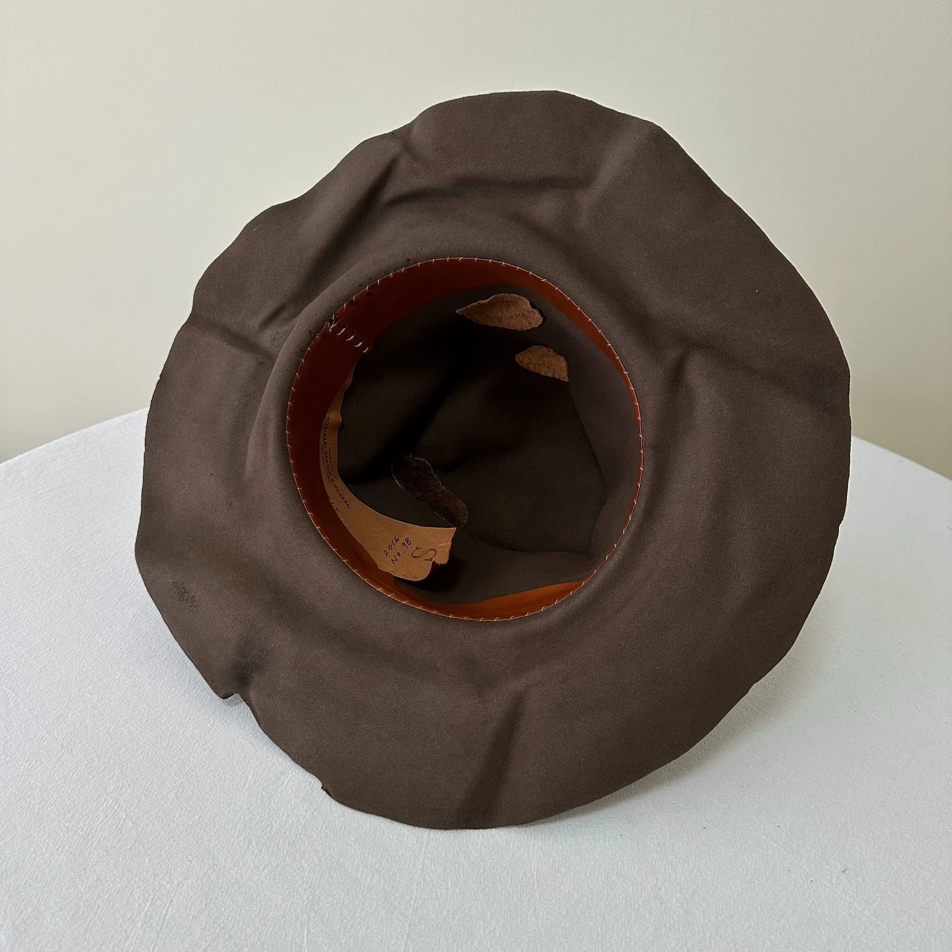 Horisaki Brown Wide-Brim Hat with Decorative Patches Size ONE SIZE - 4 Thumbnail