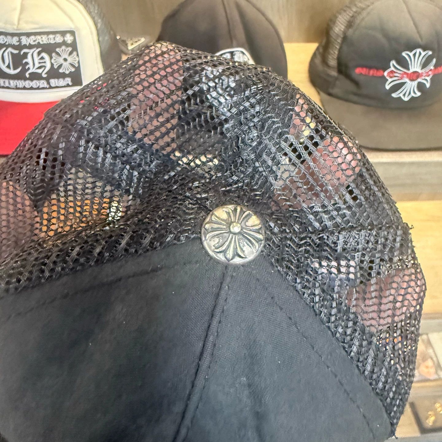 Chrome Hearts Black Mesh Back Cap with Fleur-de-Lis Embroidery Size ONE SIZE - 2 Thumbnail