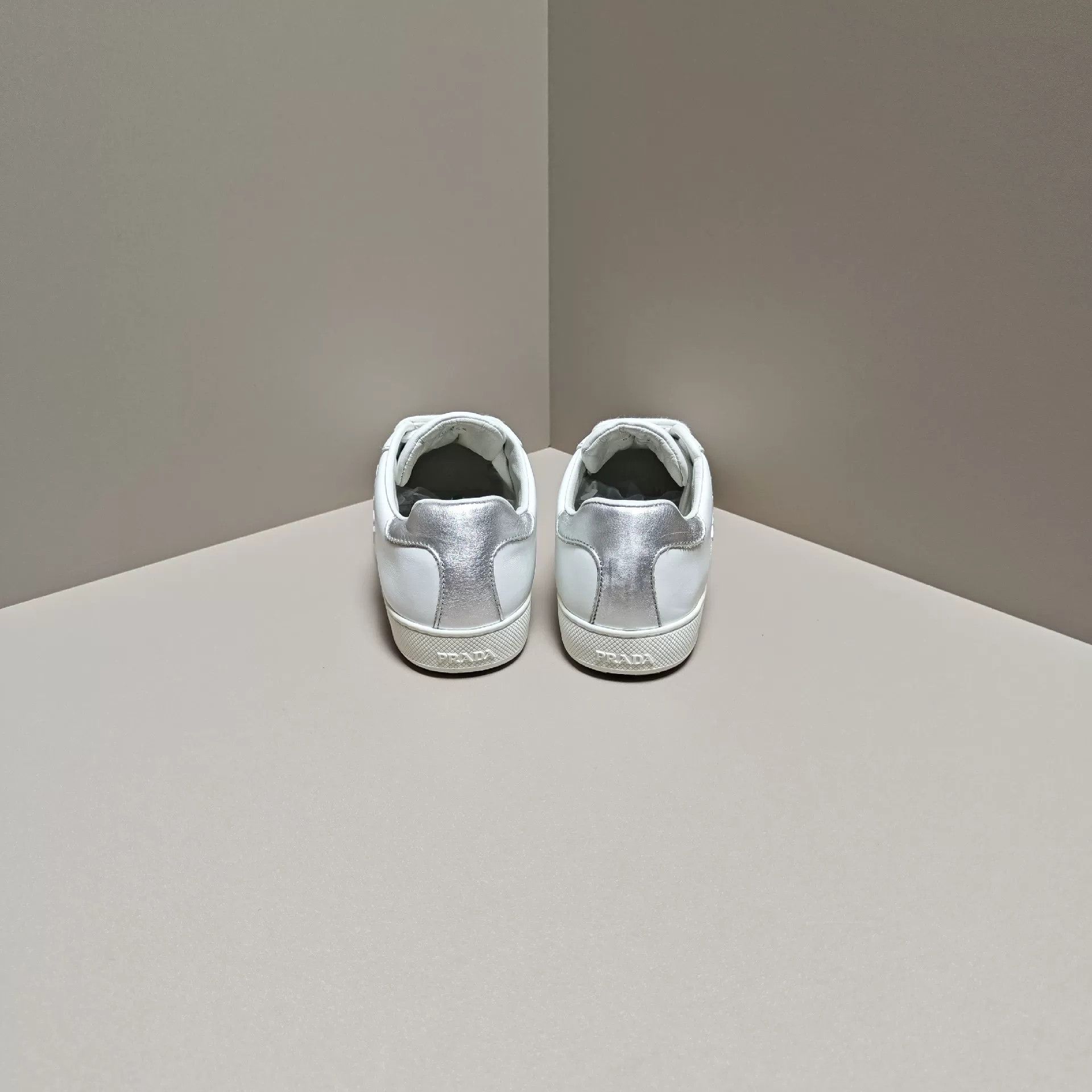 Prada Prada Silver Lowtop Sneakers us_6 Women Size US 6 / IT 36 - 3 Thumbnail
