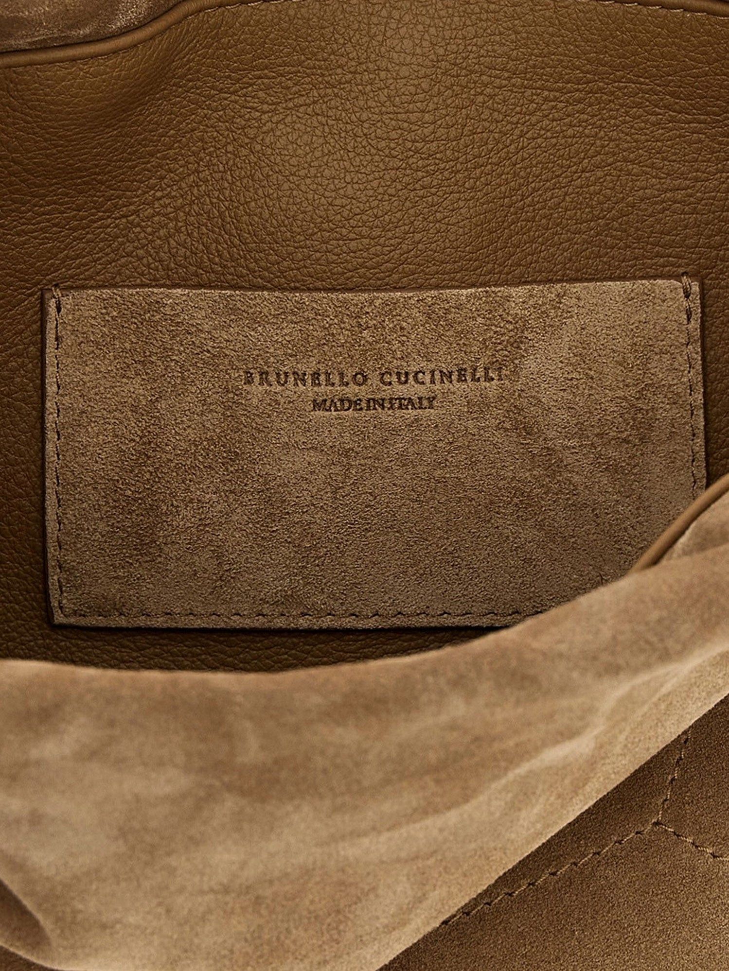 Brunello Cucinelli Suede Shoulder Bag With Logo On The Front Size ONE SIZE - 4 Thumbnail