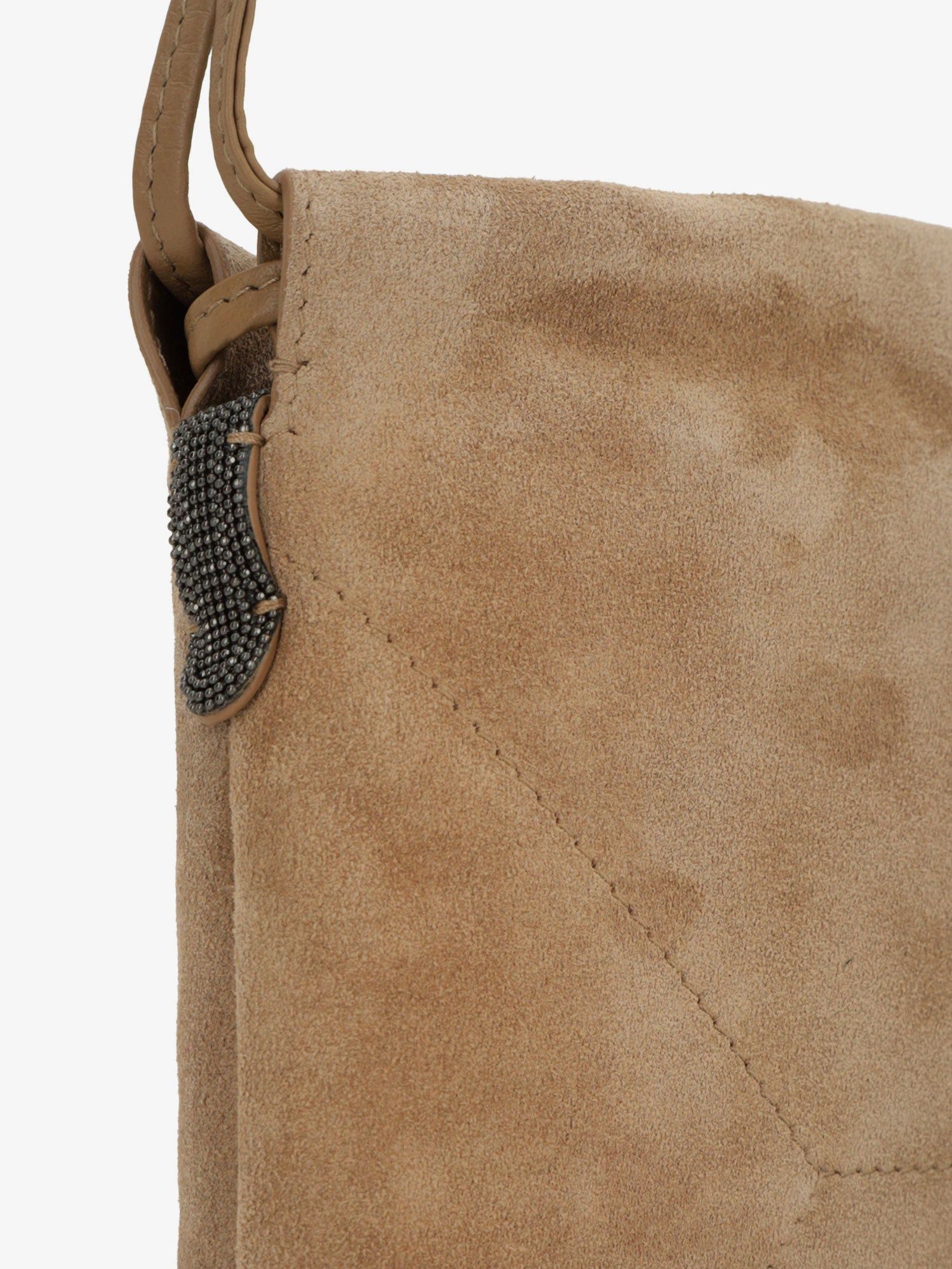 Brunello Cucinelli Suede Shoulder Bag With Logo On The Front Size ONE SIZE - 5 Thumbnail