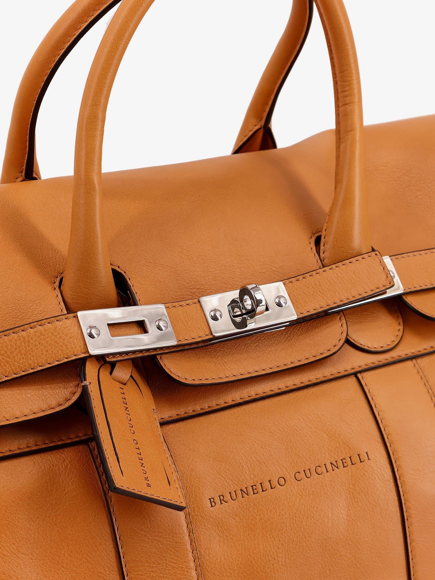 Brunello Cucinelli Leather Travel Bag With Engraved Logo On The Front Size ONE SIZE - 5 Thumbnail