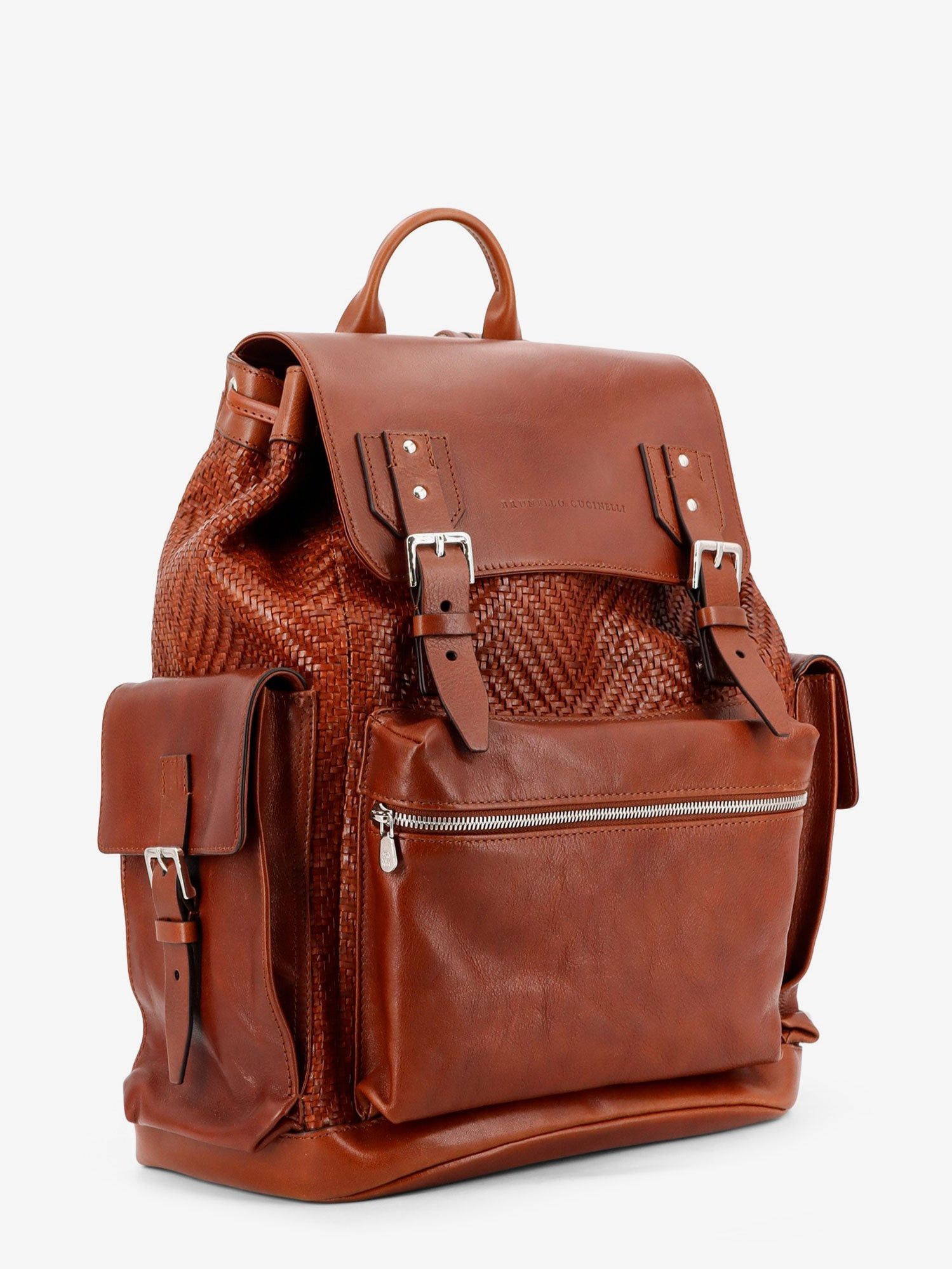 Brunello Cucinelli City Leather Backpack With Engraved Lettering Logo Size ONE SIZE - 3 Thumbnail