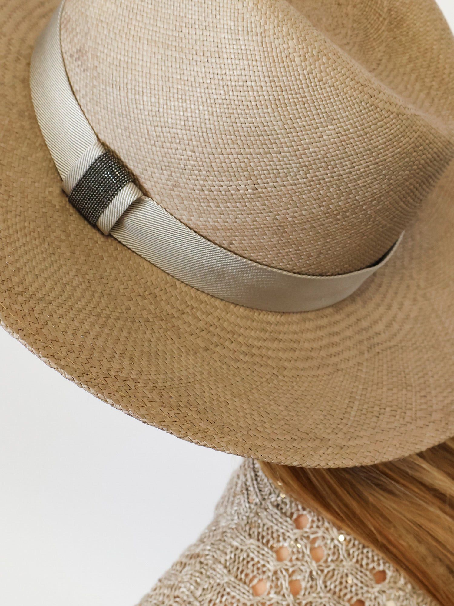 Brunello Cucinelli Raffia Fedora Hat With Monili Detail Size ONE SIZE - 4 Thumbnail