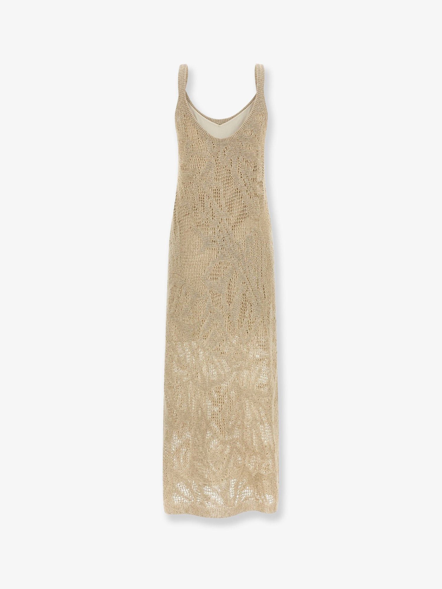 Brunello Cucinelli Knitted Linen And Cotton Long Dress Size M / US 6-8 / IT 42-44 - 2 Thumbnail