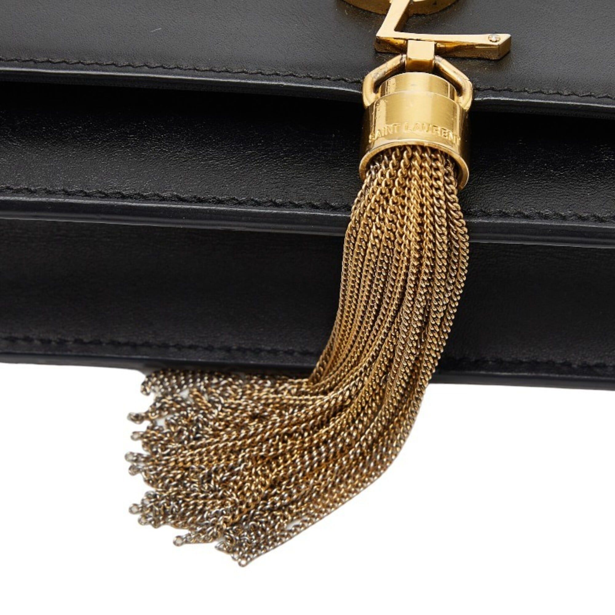 Saint Laurent Paris Saint Laurent YSL Logo Tassel Chain Wallet Shoulder Bag 452159 Black Leather Women's SAINT LAURENT Size ONE SIZE - 4 Thumbnail