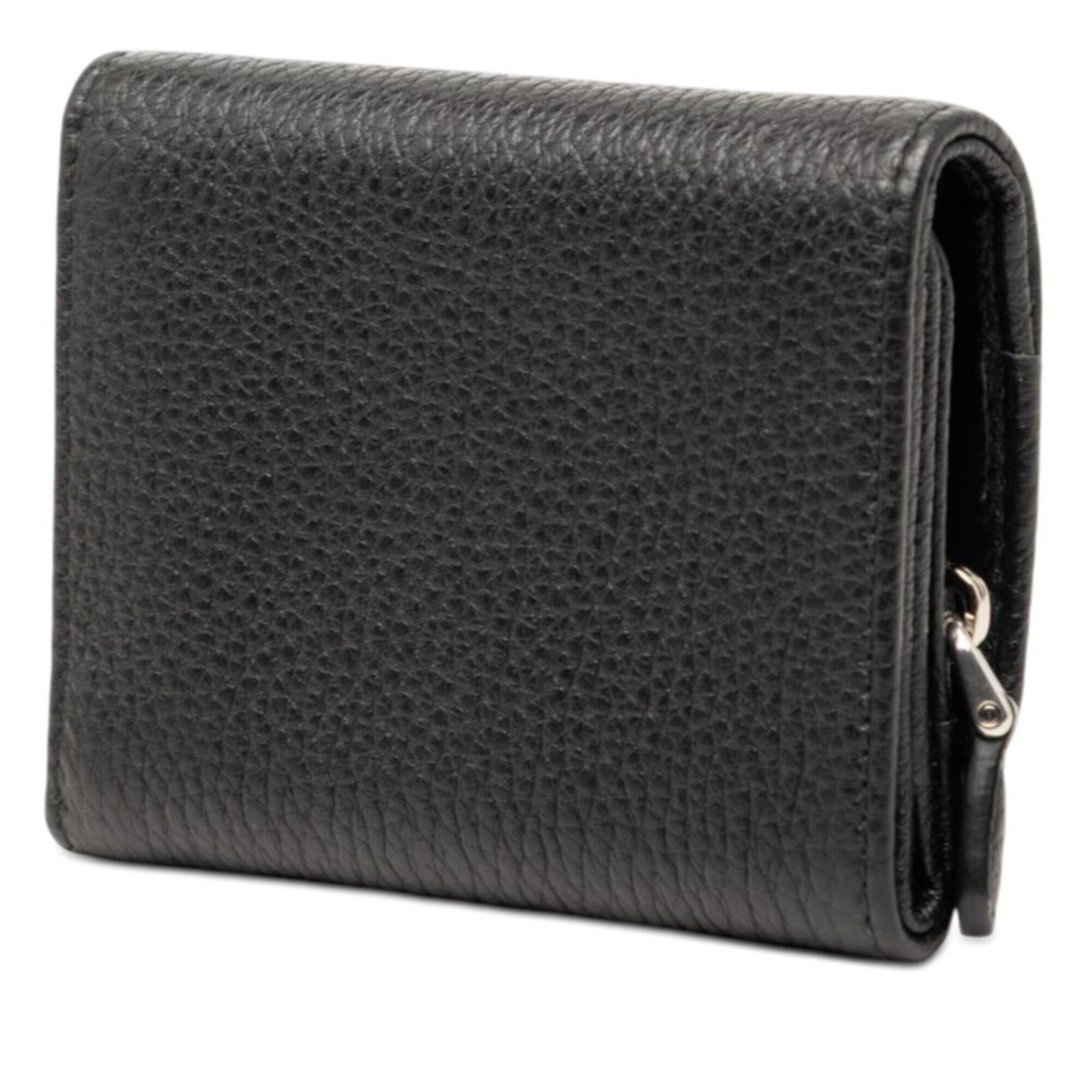 Prada Prada Tri-fold Wallet Mini Black Vitello Daino Leather Women's PRADA Size ONE SIZE - 2 Thumbnail