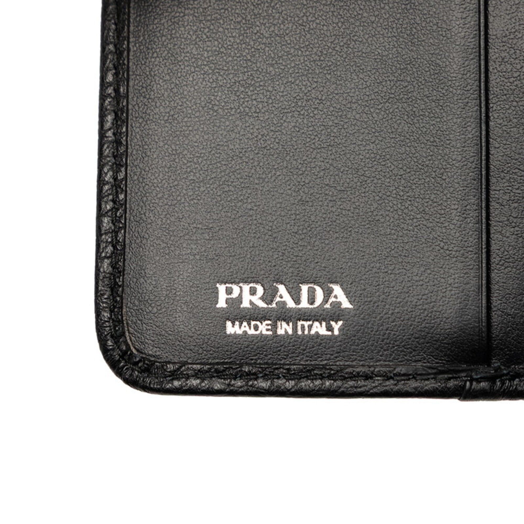 Prada Prada Tri-fold Wallet Mini Black Vitello Daino Leather Women's PRADA Size ONE SIZE - 6 Thumbnail
