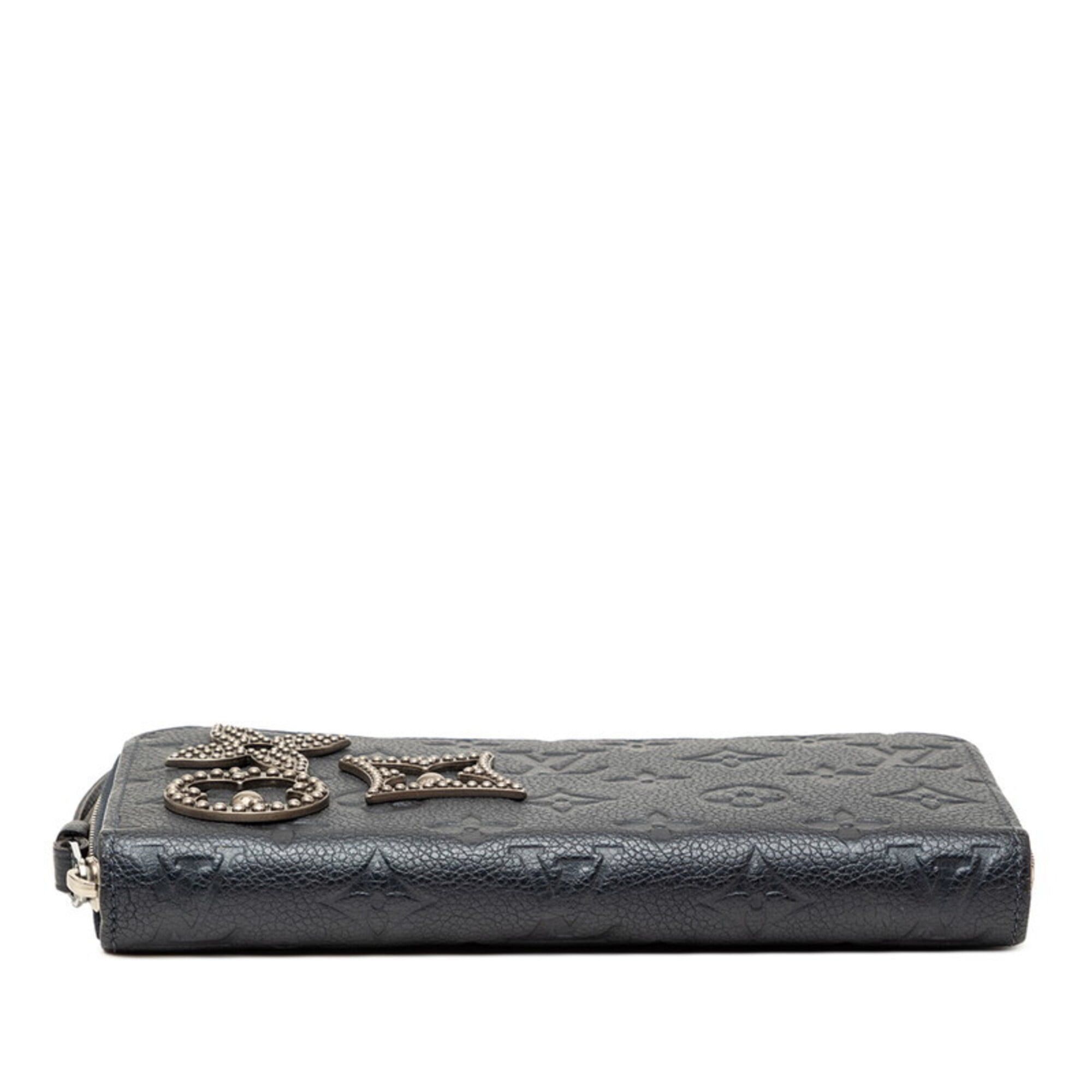 Louis Vuitton Louis Vuitton Monogram Empreinte Zippy Wallet Flower Stud Long M62069 Marine Metal Metallic Blue Leather Women's LOUIS VUITTON Size ONE SIZE - 3 Thumbnail