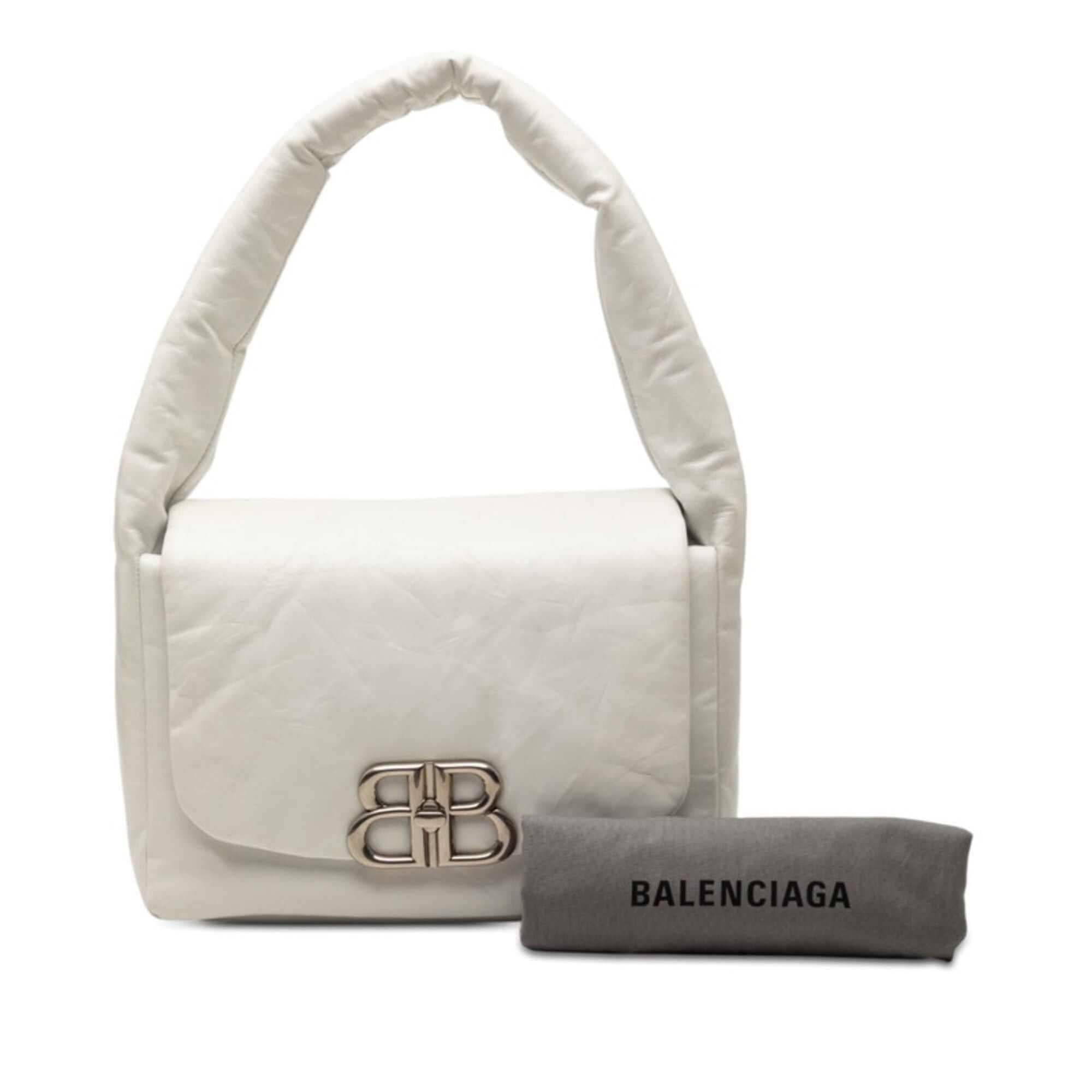 Balenciaga Balenciaga Monaco BB Logo One-Shoulder Bag 787896 White Leather Women's BALENCIAGA Size ONE SIZE - 7 Thumbnail