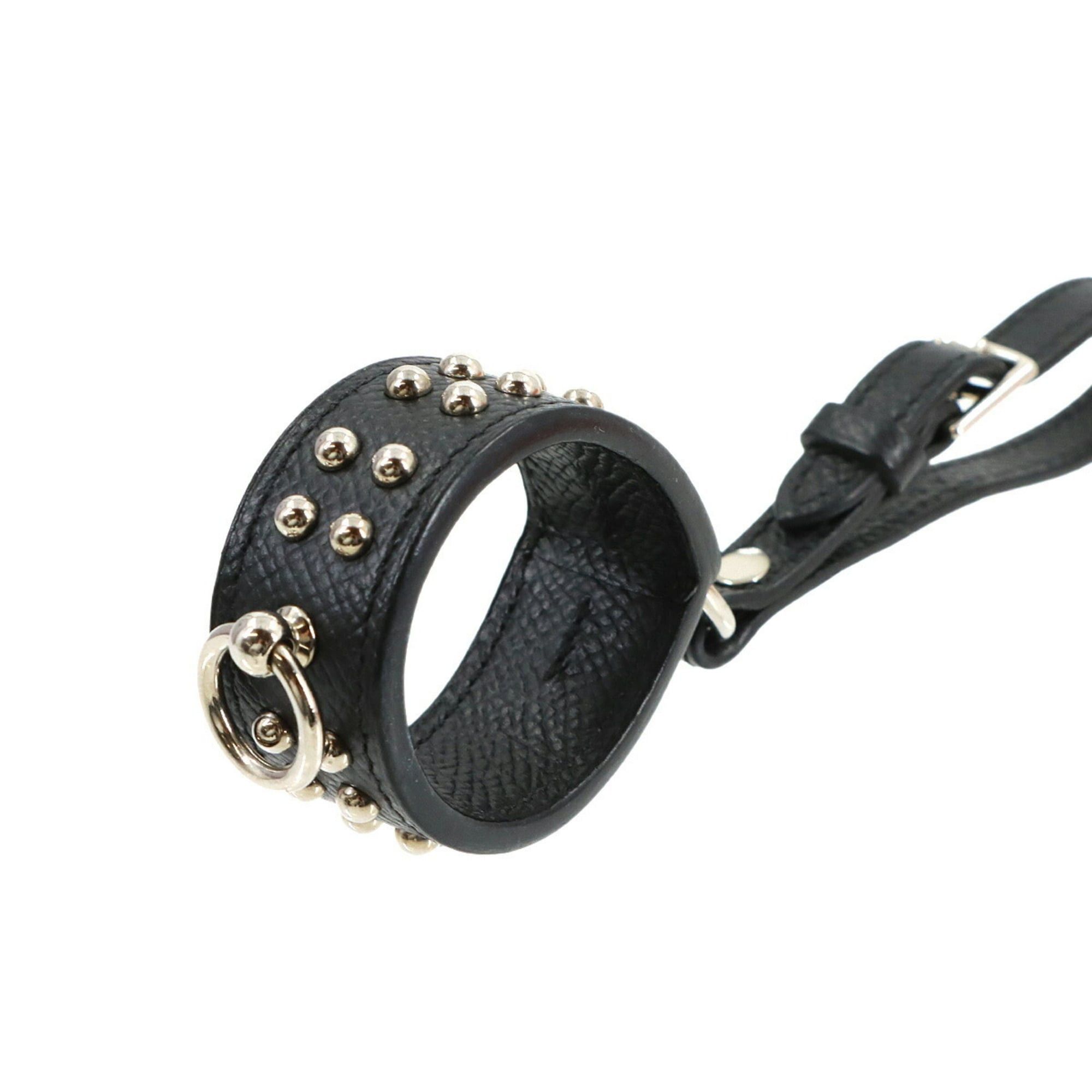 Hermes Hermes Collier de Chien Anneaux bag charm, Epsom leather, black, A stamp, silver hardware. Size ONE SIZE - 3 Thumbnail