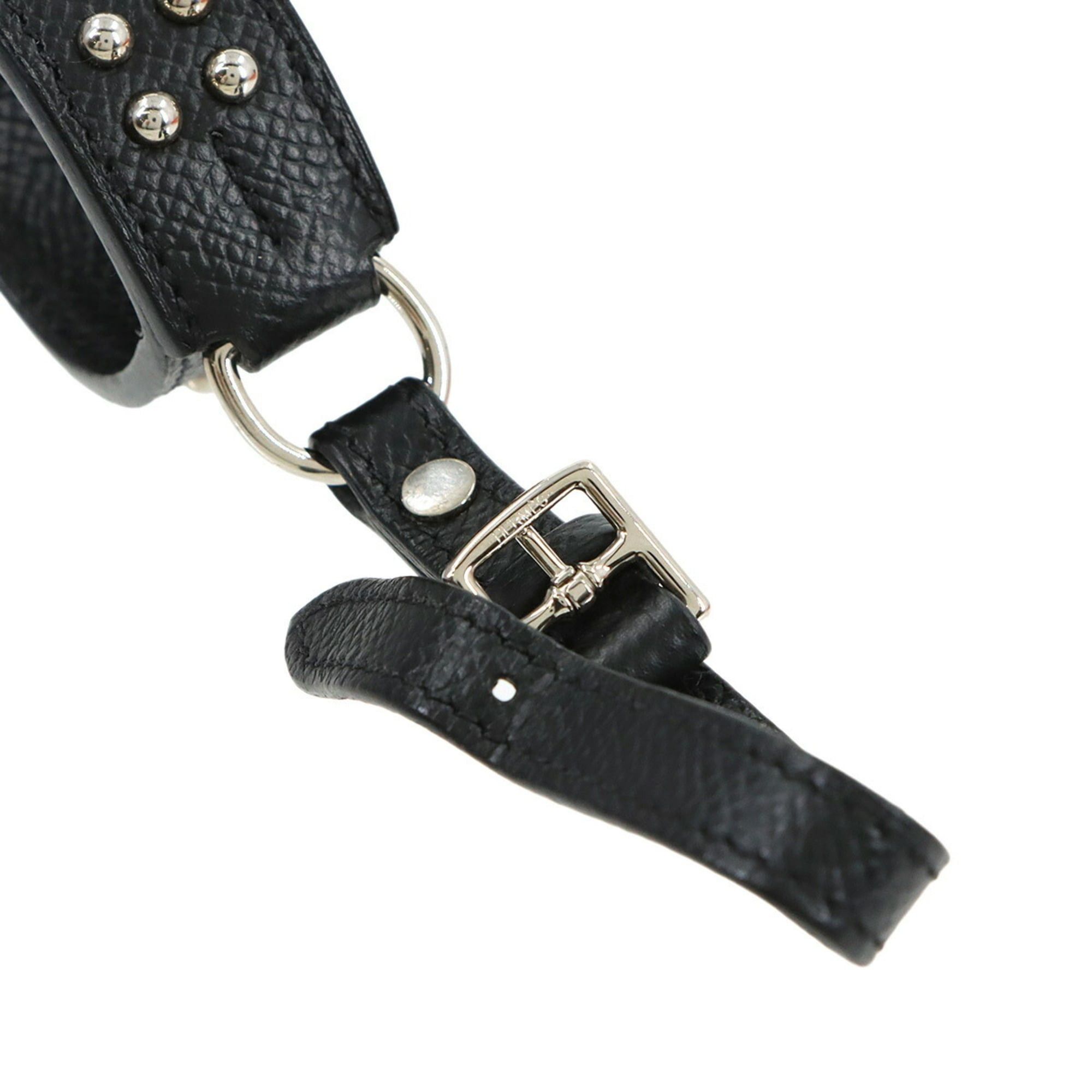 Hermes Hermes Collier de Chien Anneaux bag charm, Epsom leather, black, A stamp, silver hardware. Size ONE SIZE - 5 Thumbnail