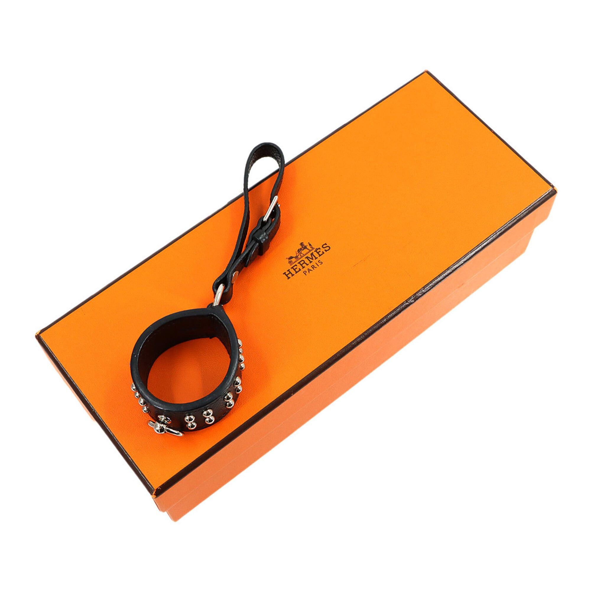 Hermes Hermes Collier de Chien Anneaux bag charm, Epsom leather, black, A stamp, silver hardware. Size ONE SIZE - 2 Thumbnail