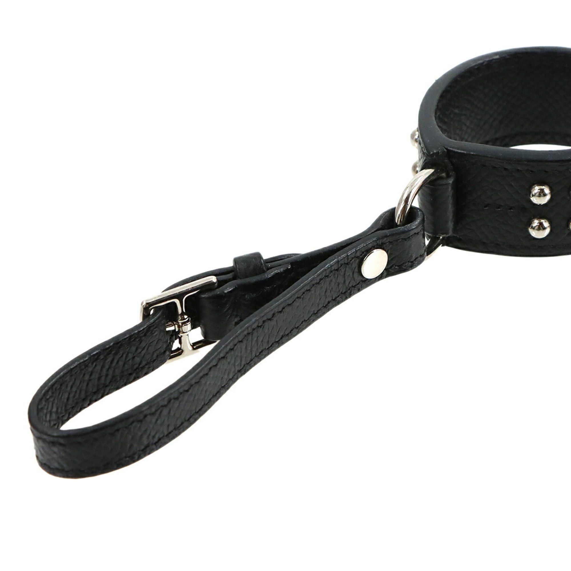 Hermes Hermes Collier de Chien Anneaux bag charm, Epsom leather, black, A stamp, silver hardware. Size ONE SIZE - 4 Thumbnail