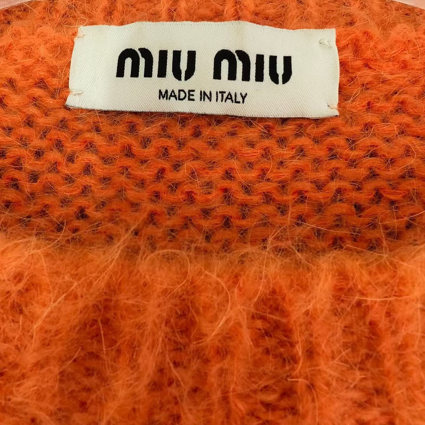 Miu Miu Miu Miu Orange Striped Letter Mohair Sweater Size S / US 4 / IT 40 - 4 Thumbnail