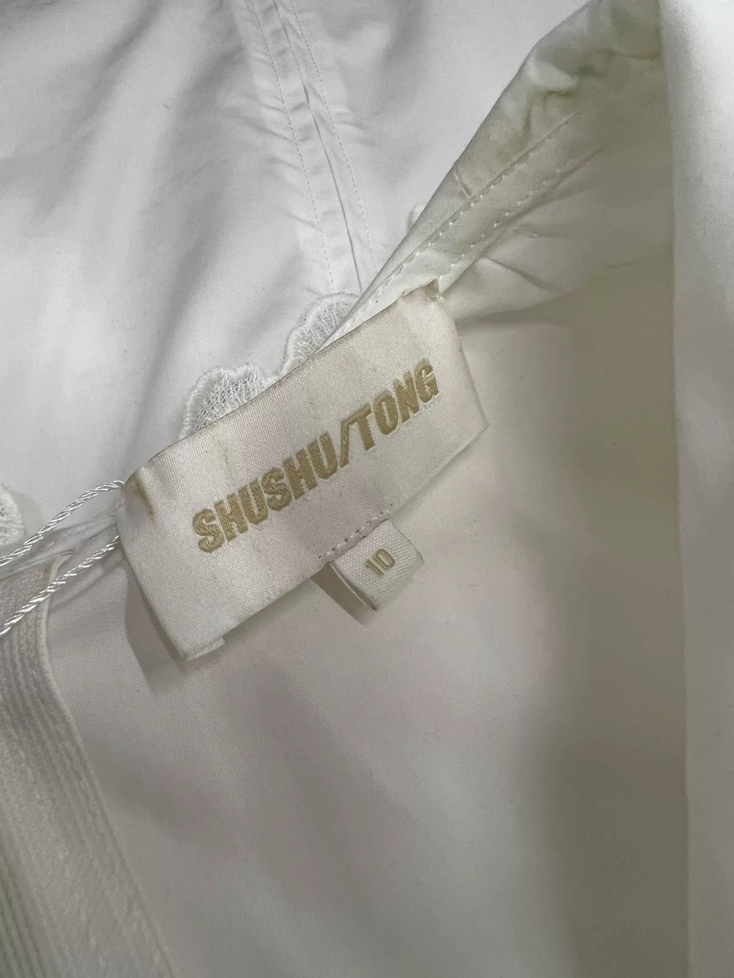 DEN IM by SIKI IM SHUSHU/TONG White Bubble Sleeve Navy Collar Blouse Size M / US 6-8 / IT 42-44 - 4 Thumbnail
