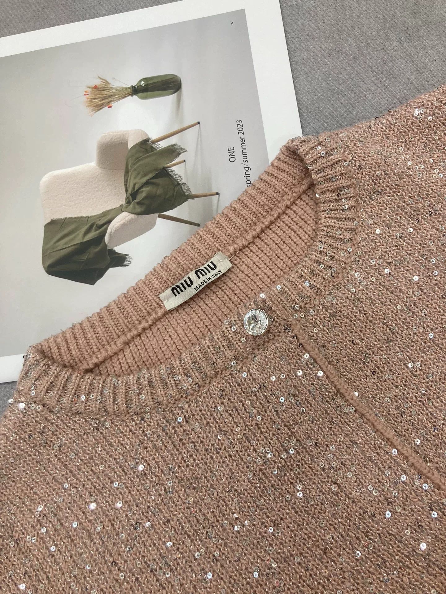 Miu Miu Miumiu Pink Sequin Crystal Button Knit Cardigan Size S / US 4 / IT 40 - 3 Thumbnail
