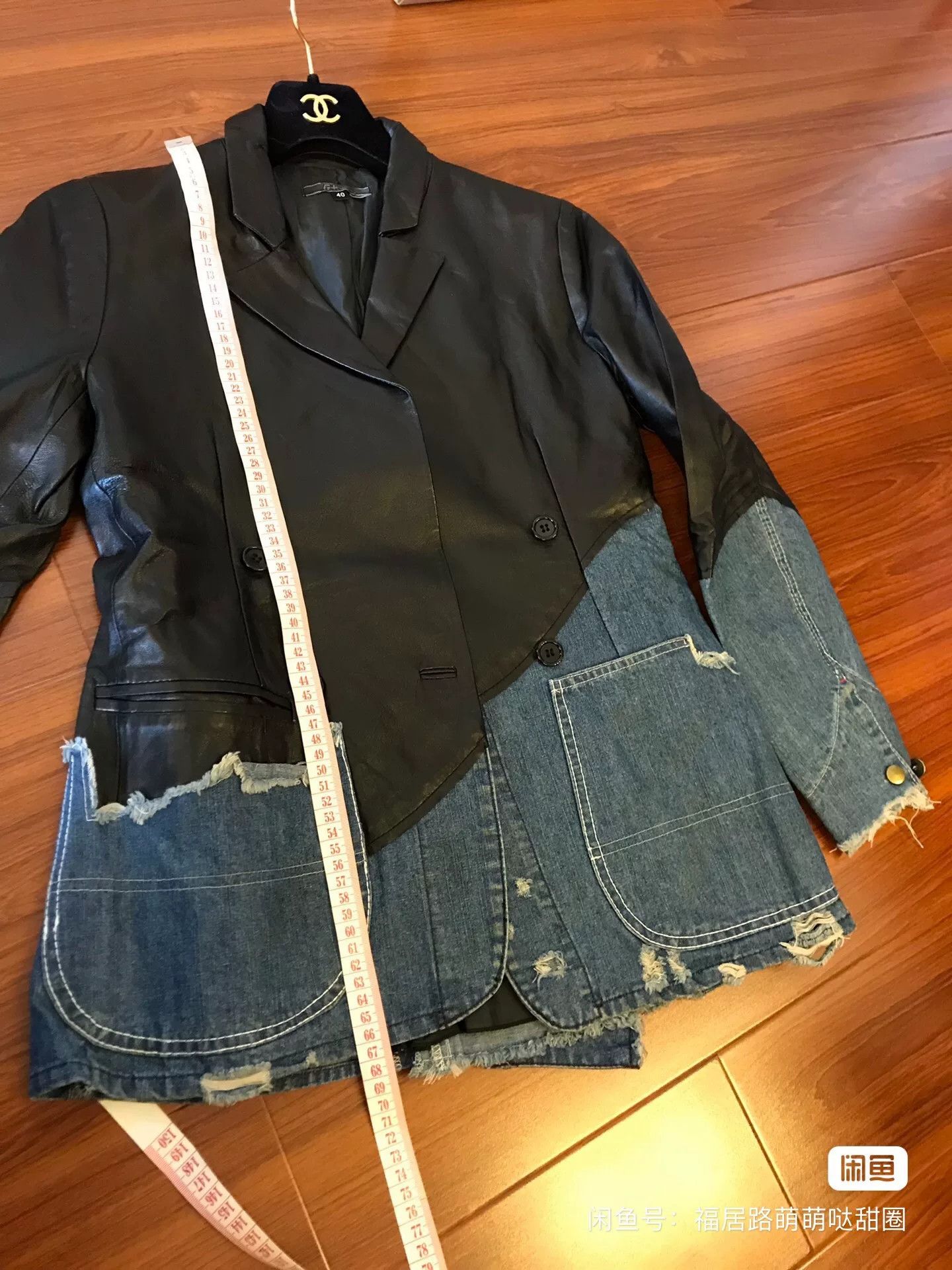 Other Women's Denim Spliced Leather Jacket Size M / US 6-8 / IT 42-44 - 4 Thumbnail