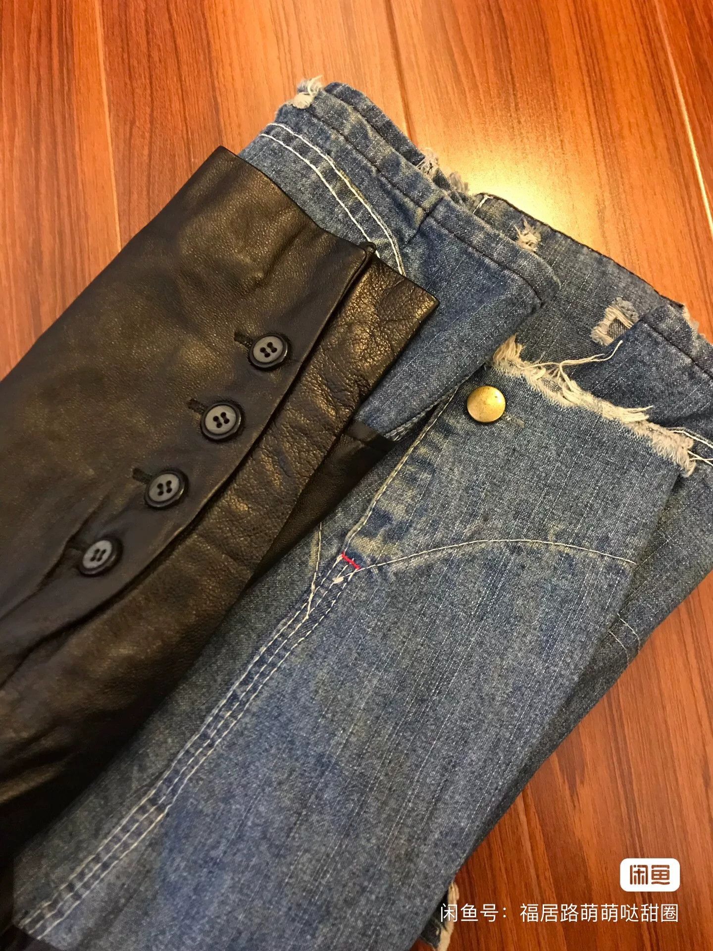 Other Women's Denim Spliced Leather Jacket Size M / US 6-8 / IT 42-44 - 6 Thumbnail