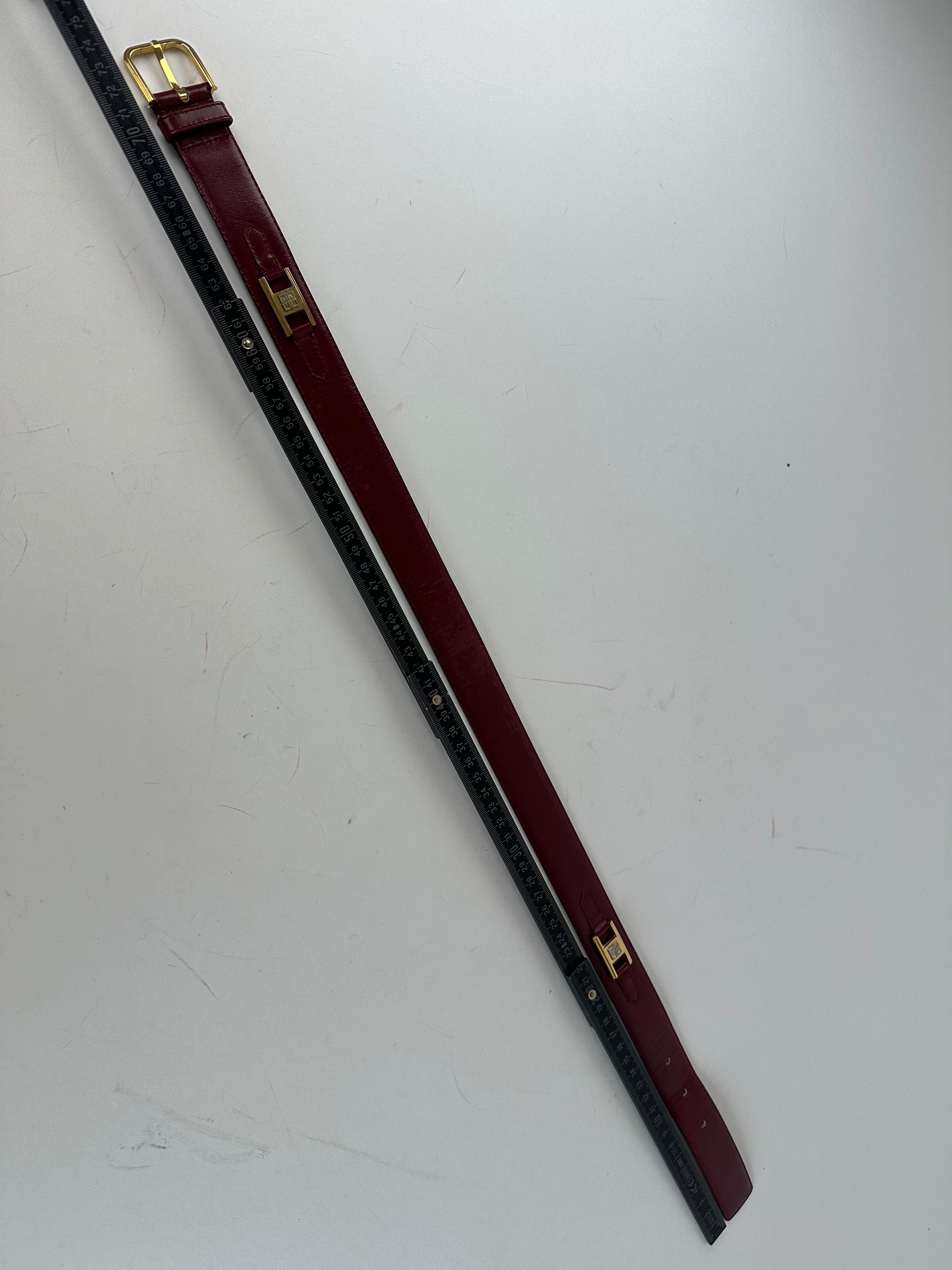 Givenchy Vintage 4G Logo Leather Belt Burgundy 65 Size ONE SIZE - 7 Thumbnail