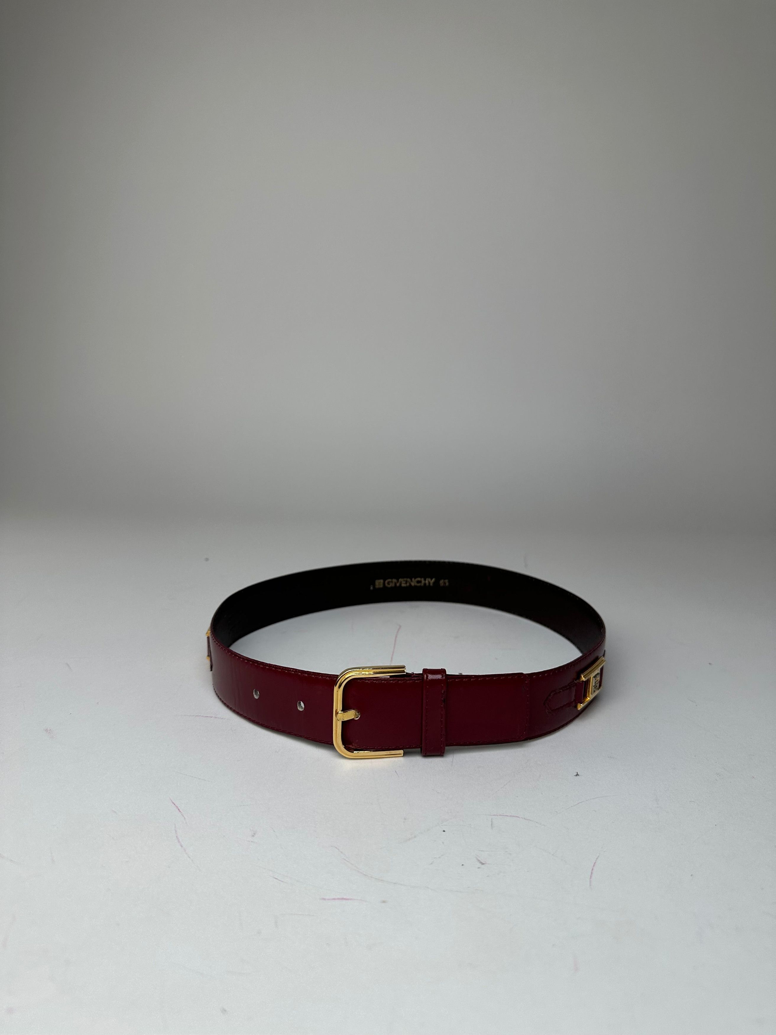 Givenchy Vintage 4G Logo Leather Belt Burgundy 65 Size ONE SIZE - 4 Thumbnail