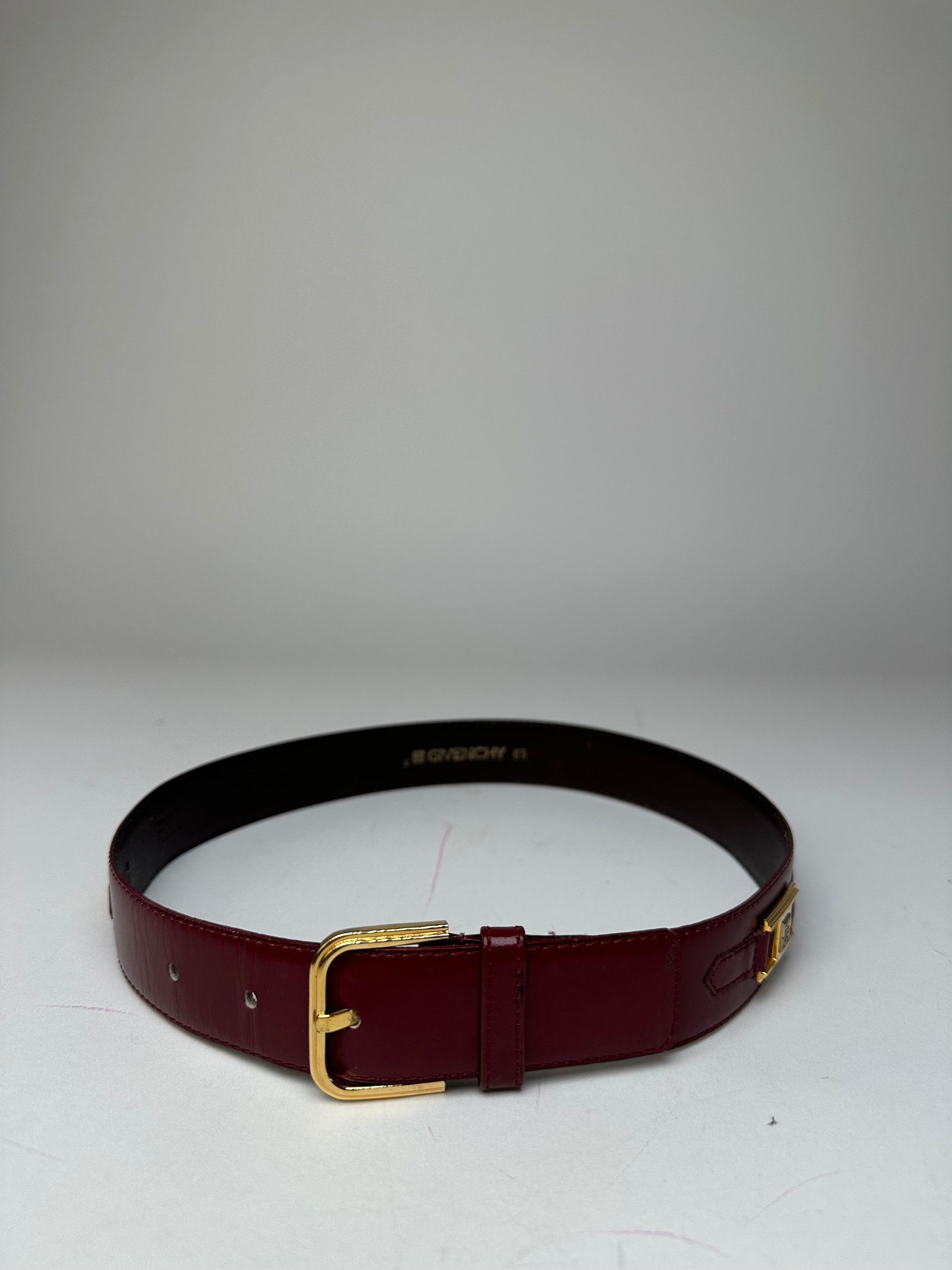 Givenchy Vintage 4G Logo Leather Belt Burgundy 65 Size ONE SIZE - 9 Thumbnail