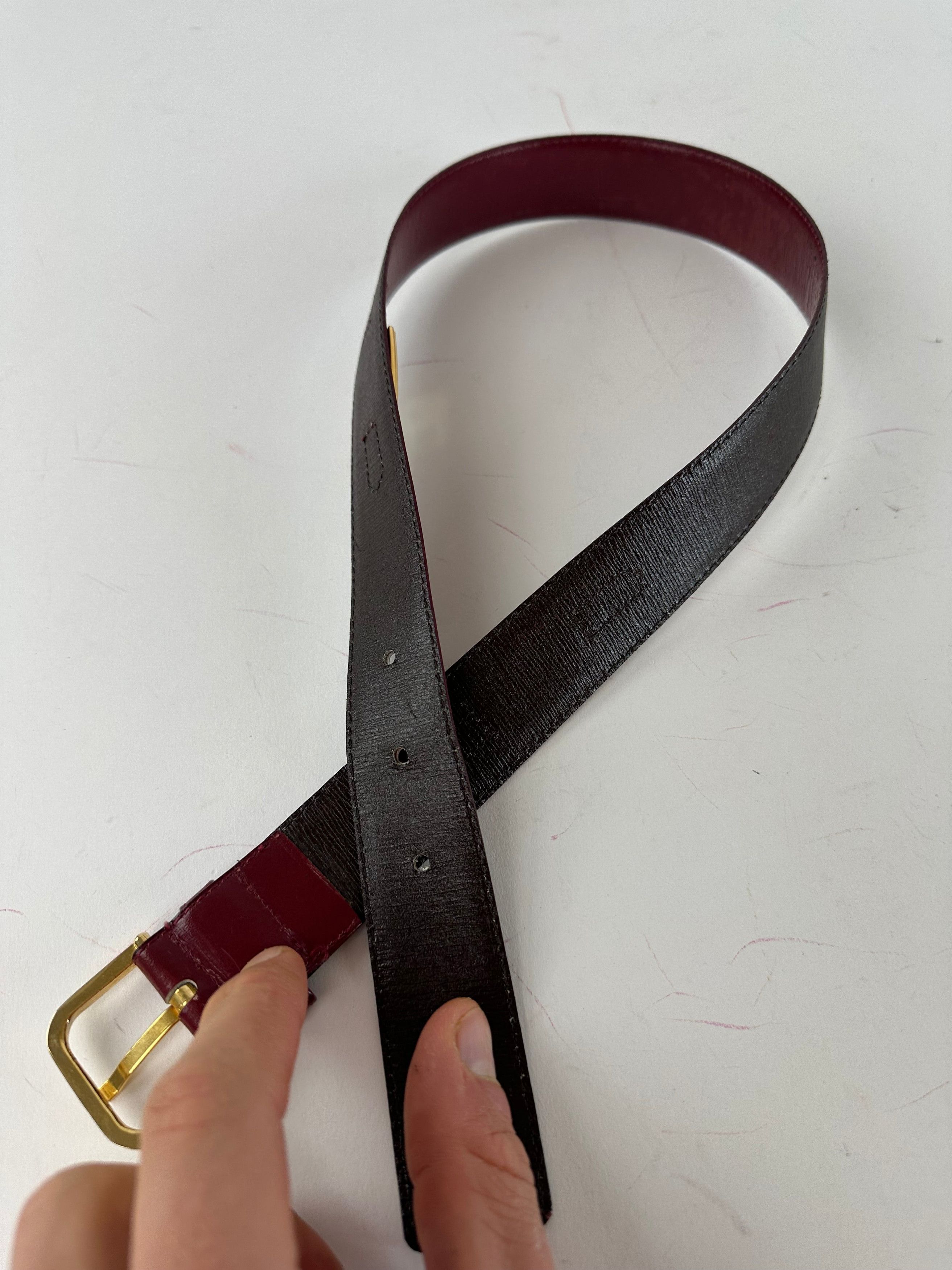 Givenchy Vintage 4G Logo Leather Belt Burgundy 65 Size ONE SIZE - 5 Thumbnail