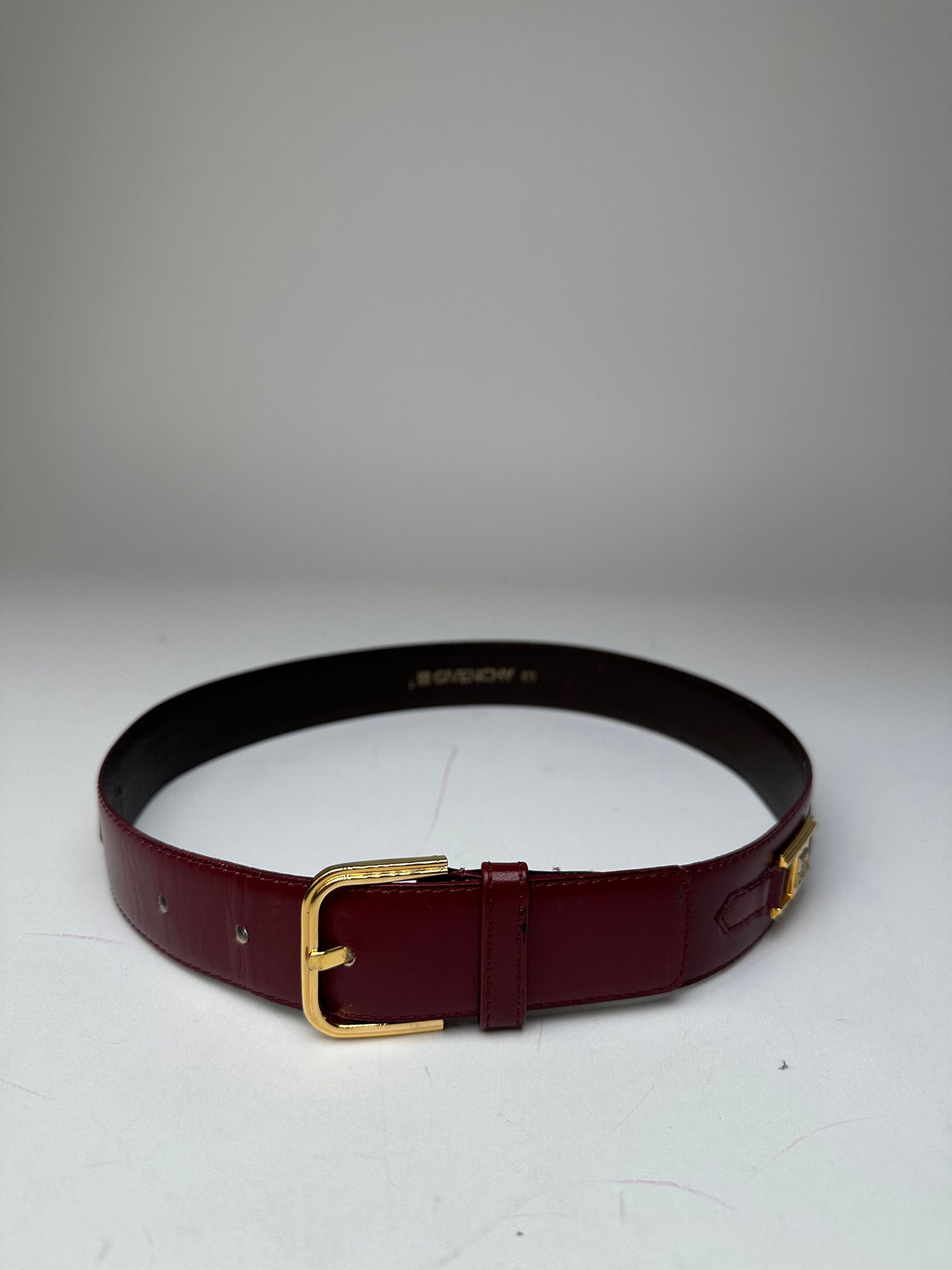 Givenchy Vintage 4G Logo Leather Belt Burgundy 65 Size ONE SIZE - 2 Thumbnail