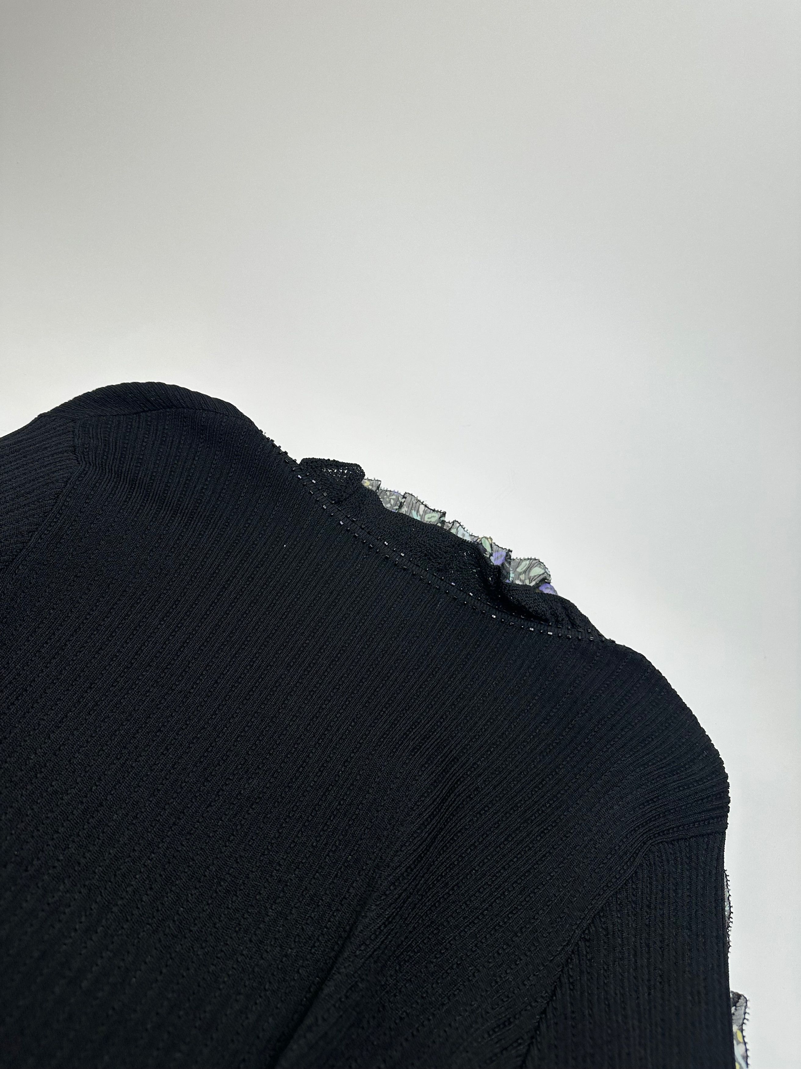 Courreges Vintage Courrèges Ribbed Knit Cardigan Black Floral 38 Size M / US 6-8 / IT 42-44 - 11 Thumbnail